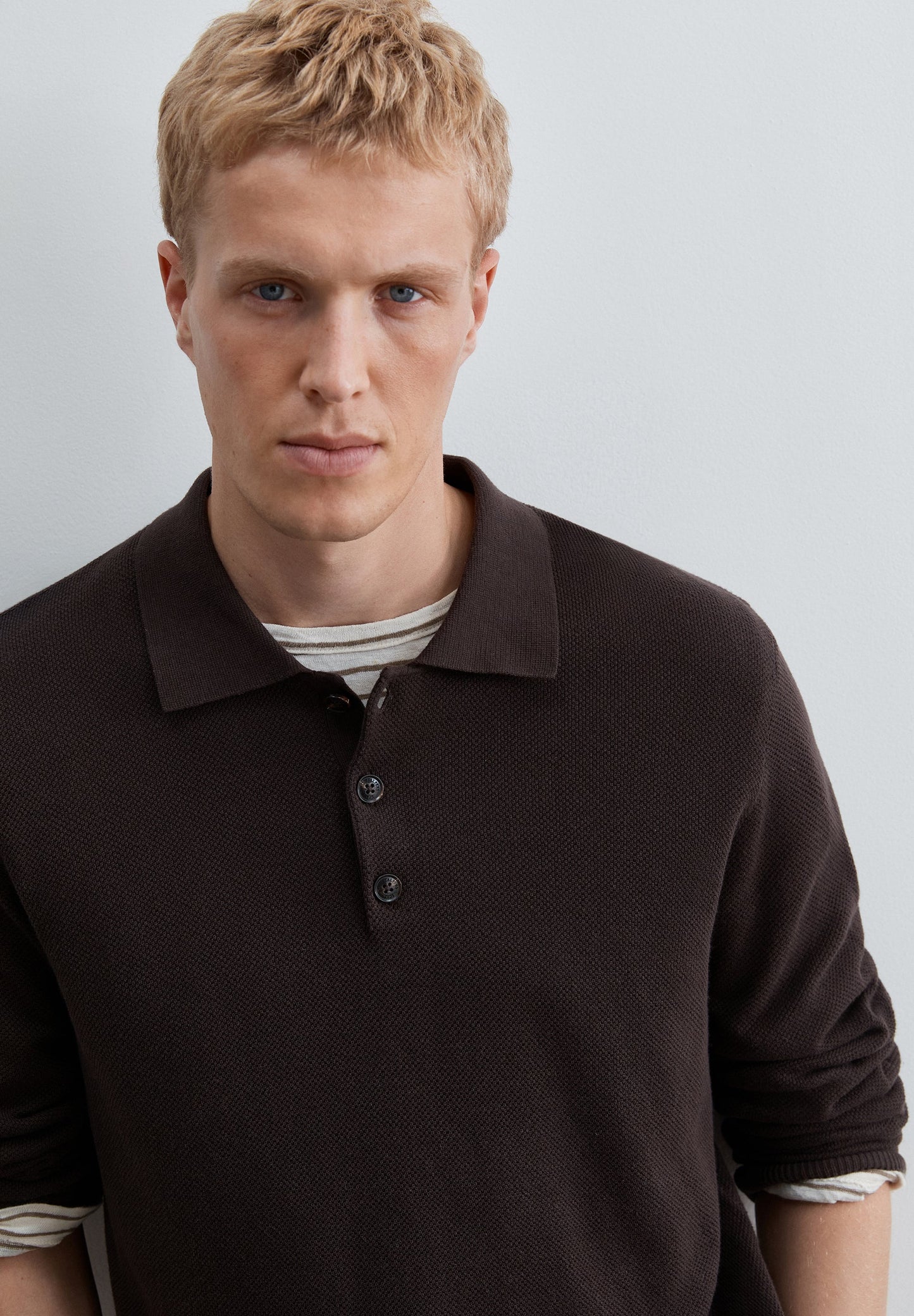 SWEATER DE MALHA COM GOLA CAMISA POLO