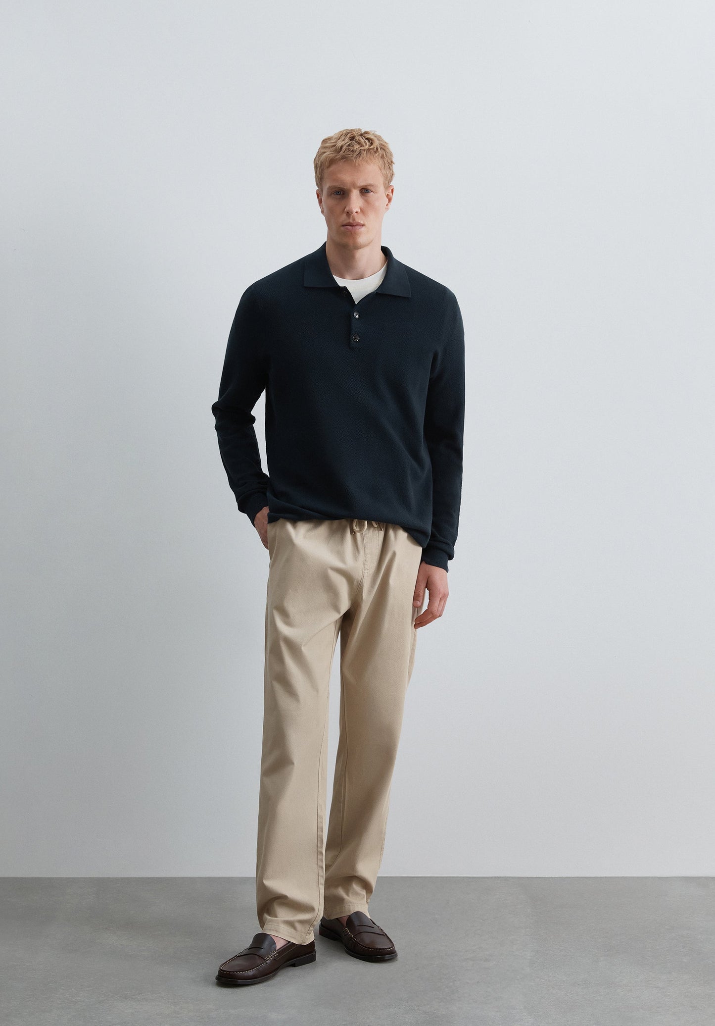 SWEATER DE MALHA COM GOLA CAMISA POLO