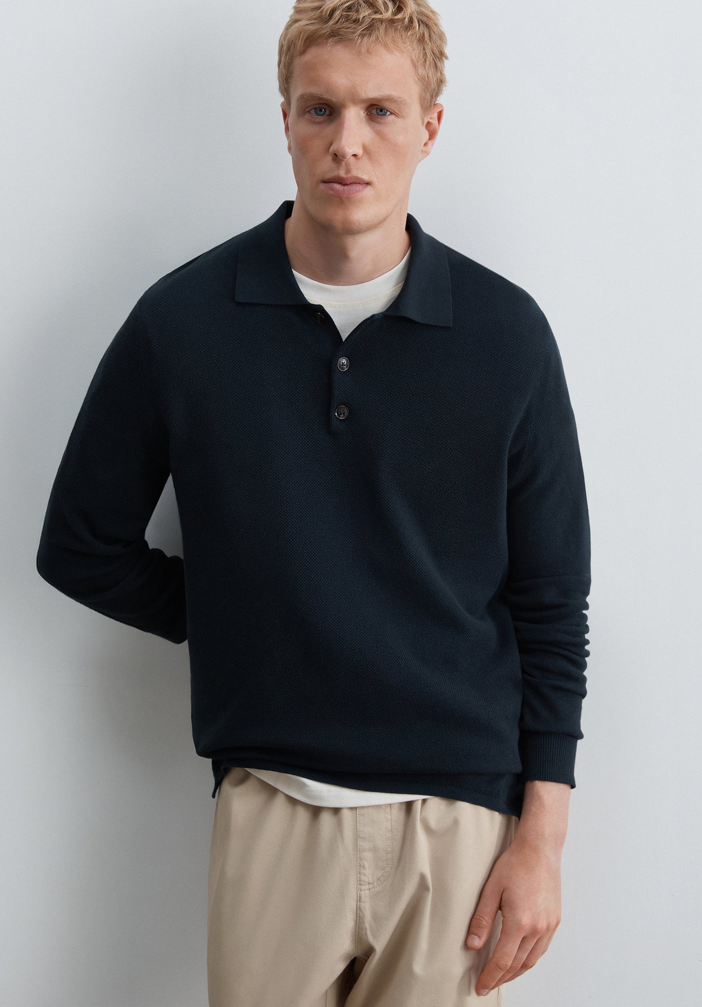 SWEATER DE MALHA COM GOLA CAMISA POLO