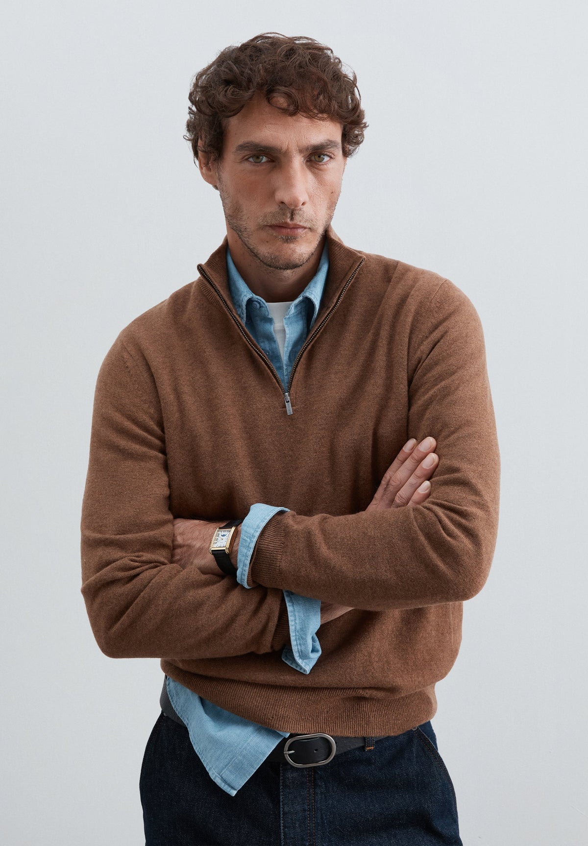 SWEATER DE LÃ COM MEIO FECHO