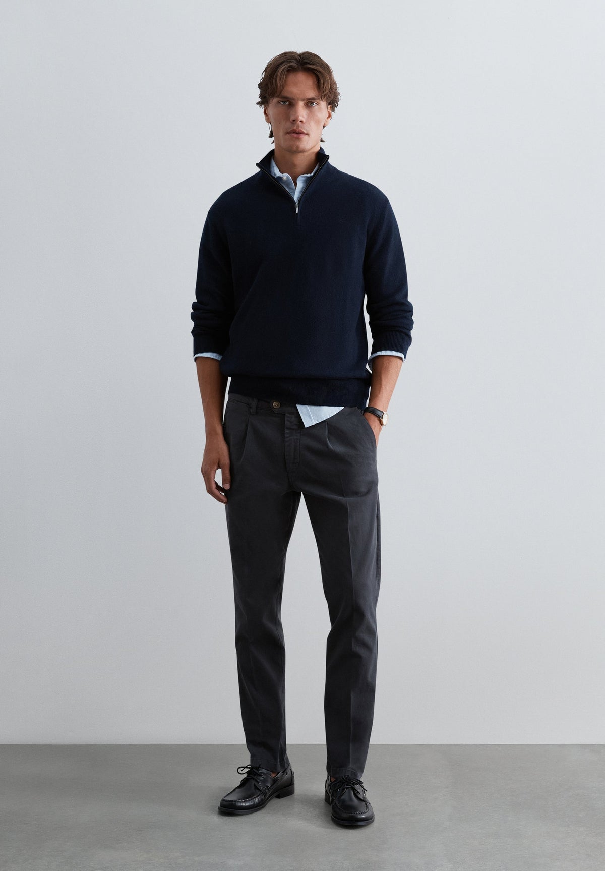 SWEATER DE LÃ COM MEIO FECHO
