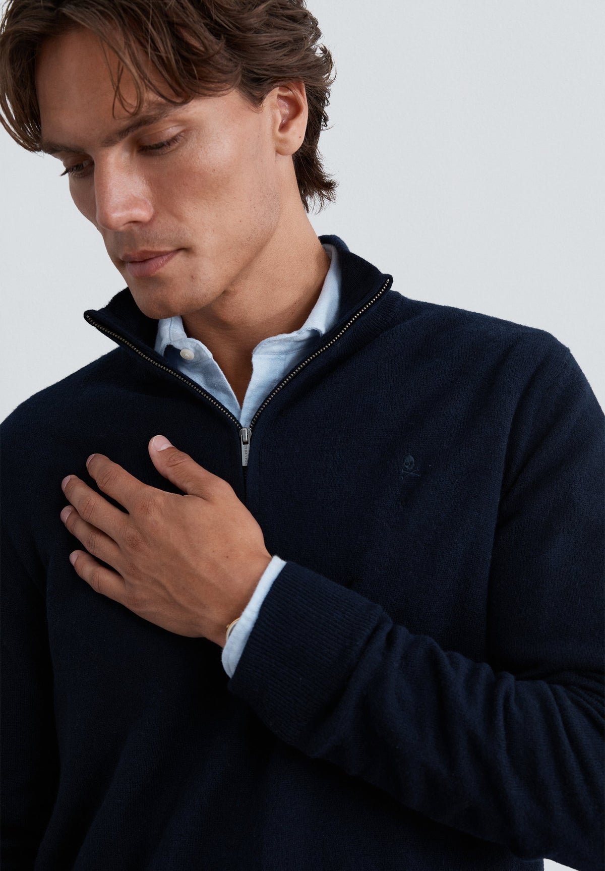 SWEATER DE LÃ COM MEIO FECHO