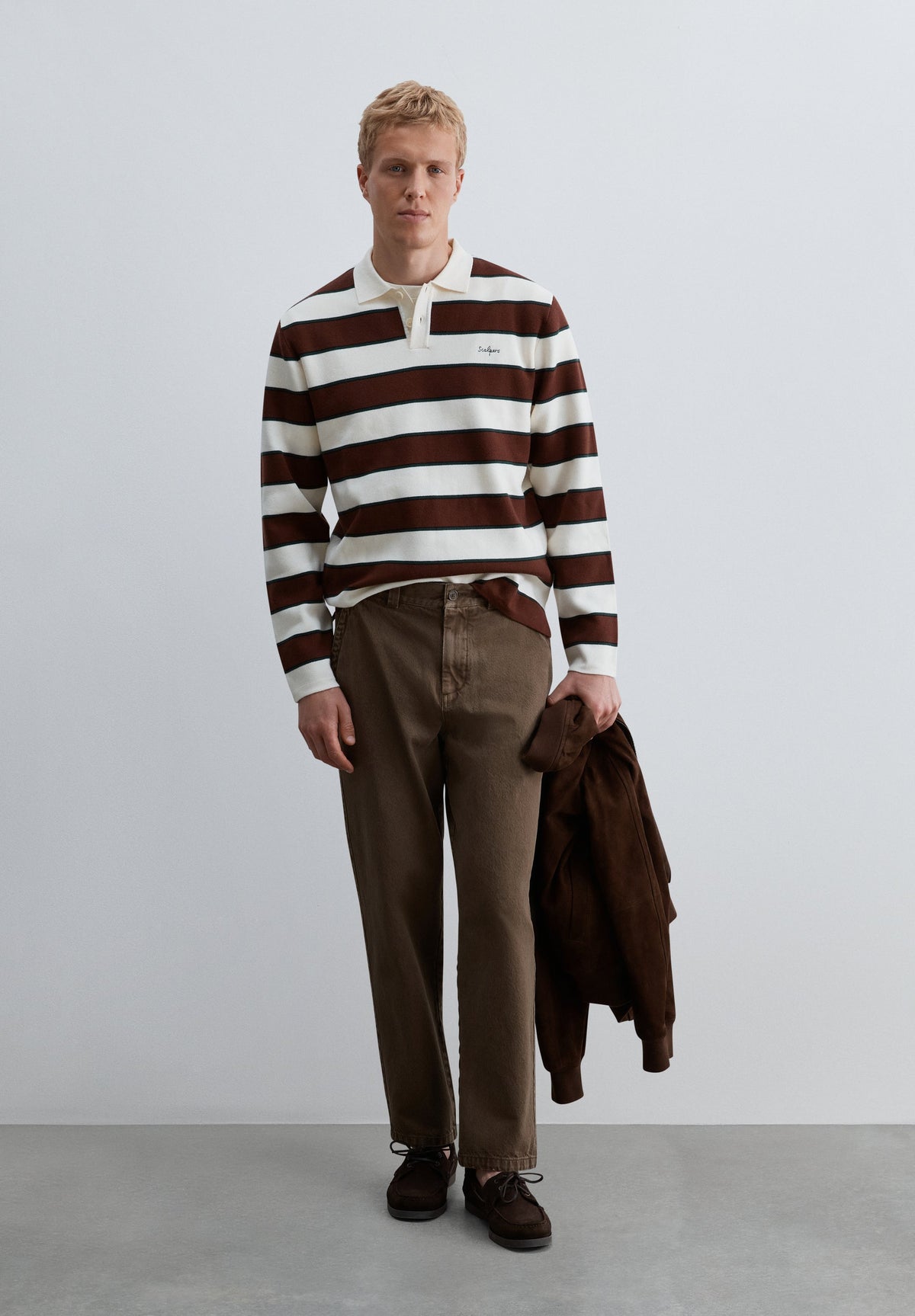 SWEATER COM COLARINHO DE POLO ÀS RISCAS