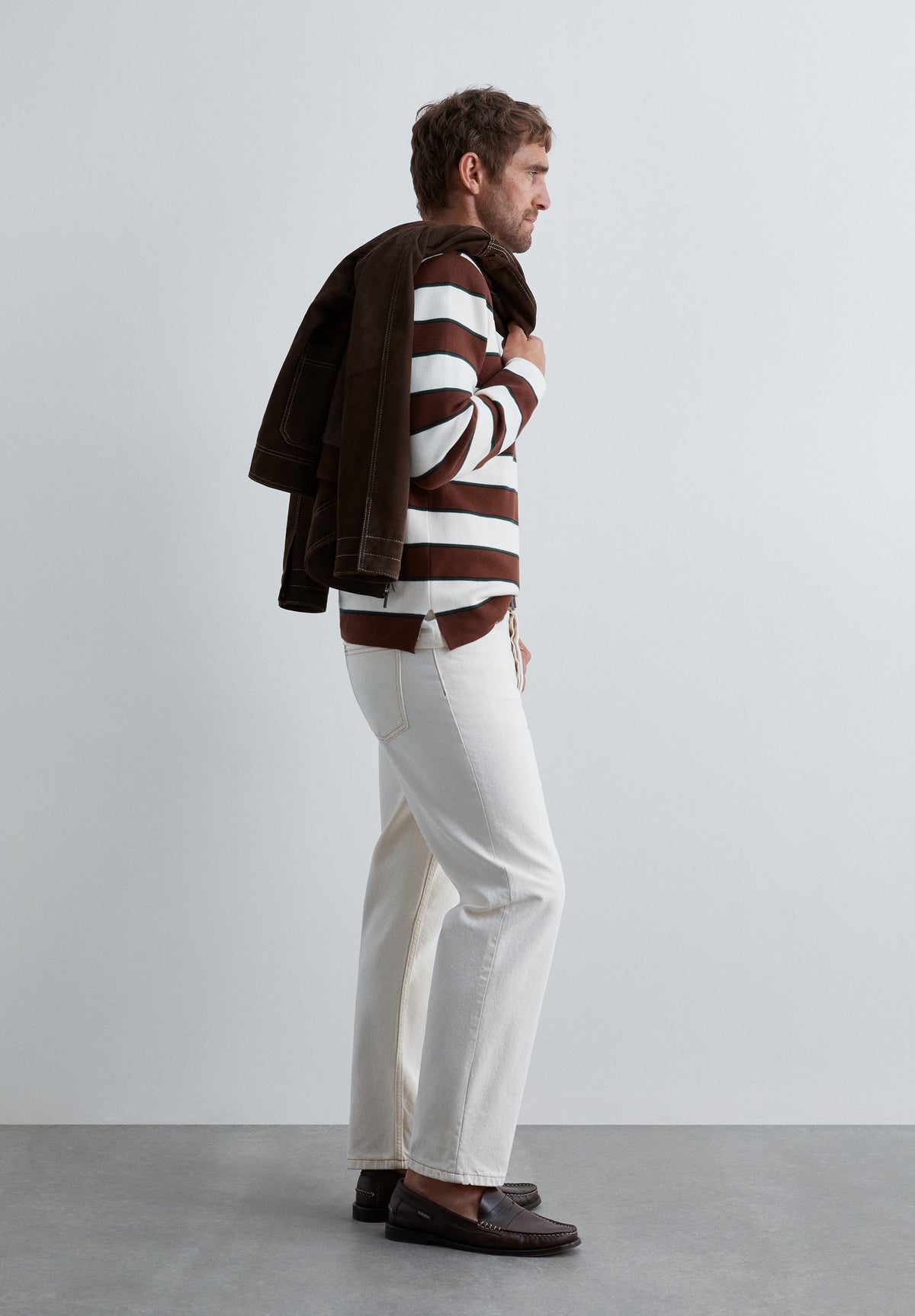 SWEATER COM COLARINHO DE POLO ÀS RISCAS