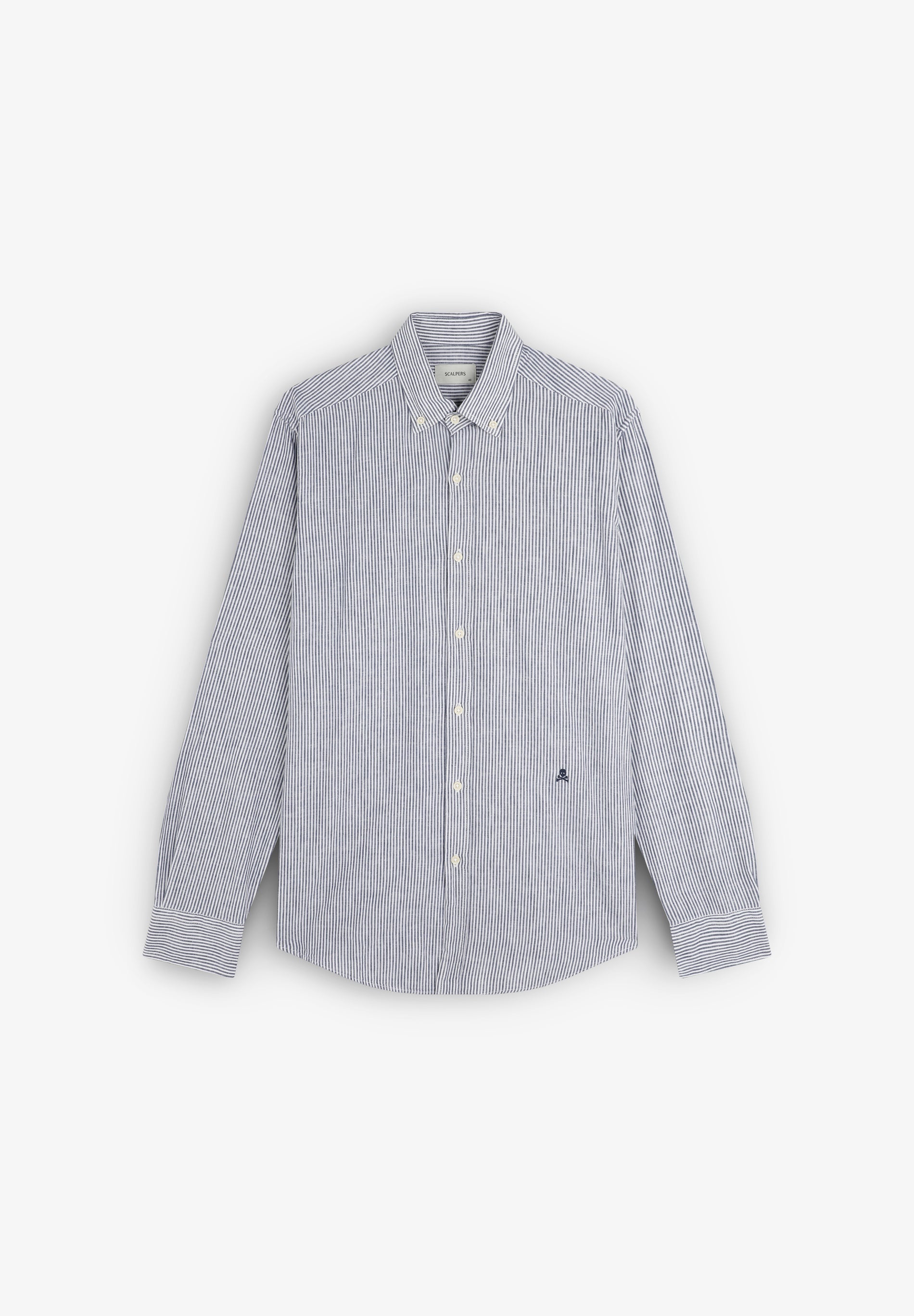 CAMISA OXFORD DE LINHO ÀS RISCAS
