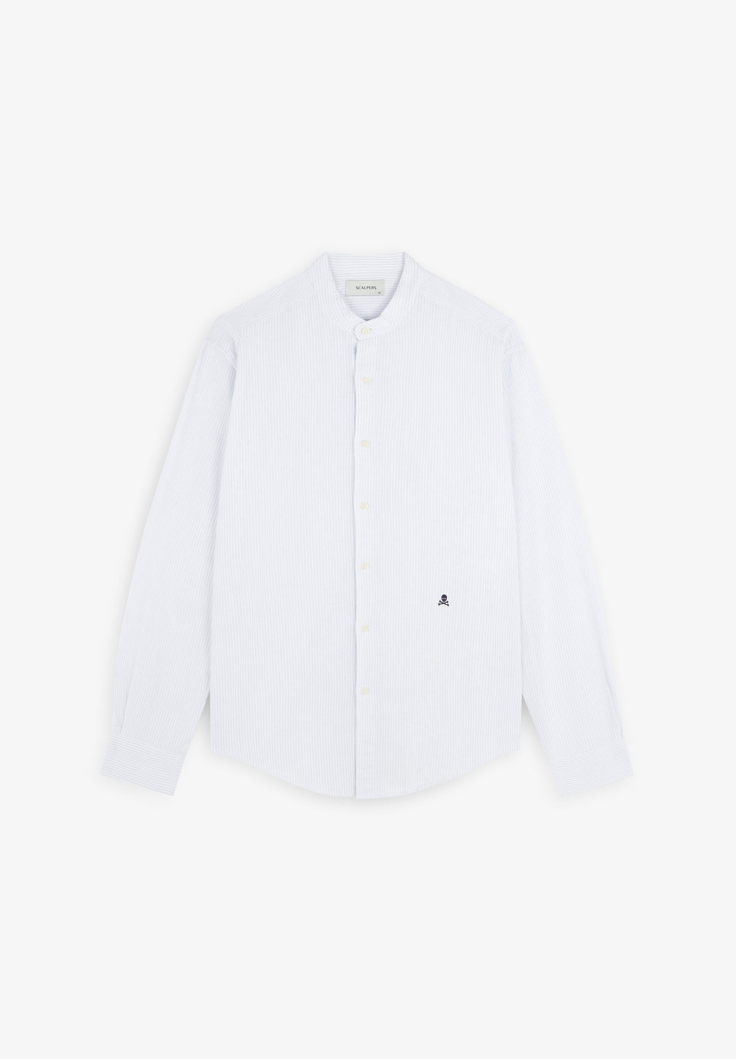 CAMISA DE RISCAS COM GOLA MAO