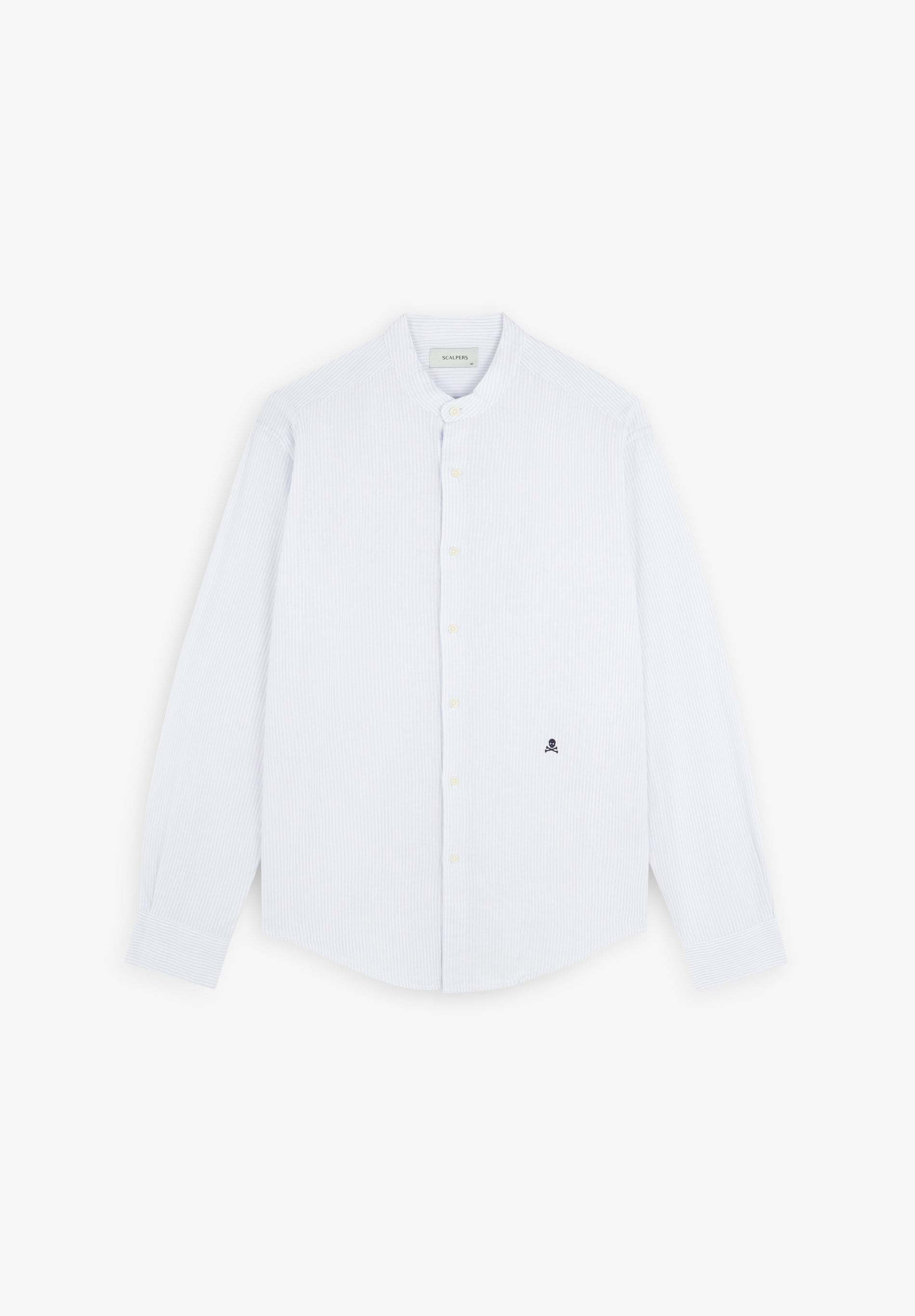 CAMISA DE RISCAS COM GOLA MAO