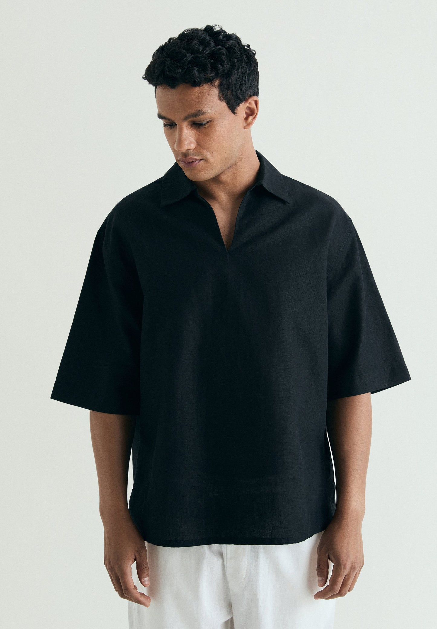 CAMISA POLO EM ALGODÃO E LINHO