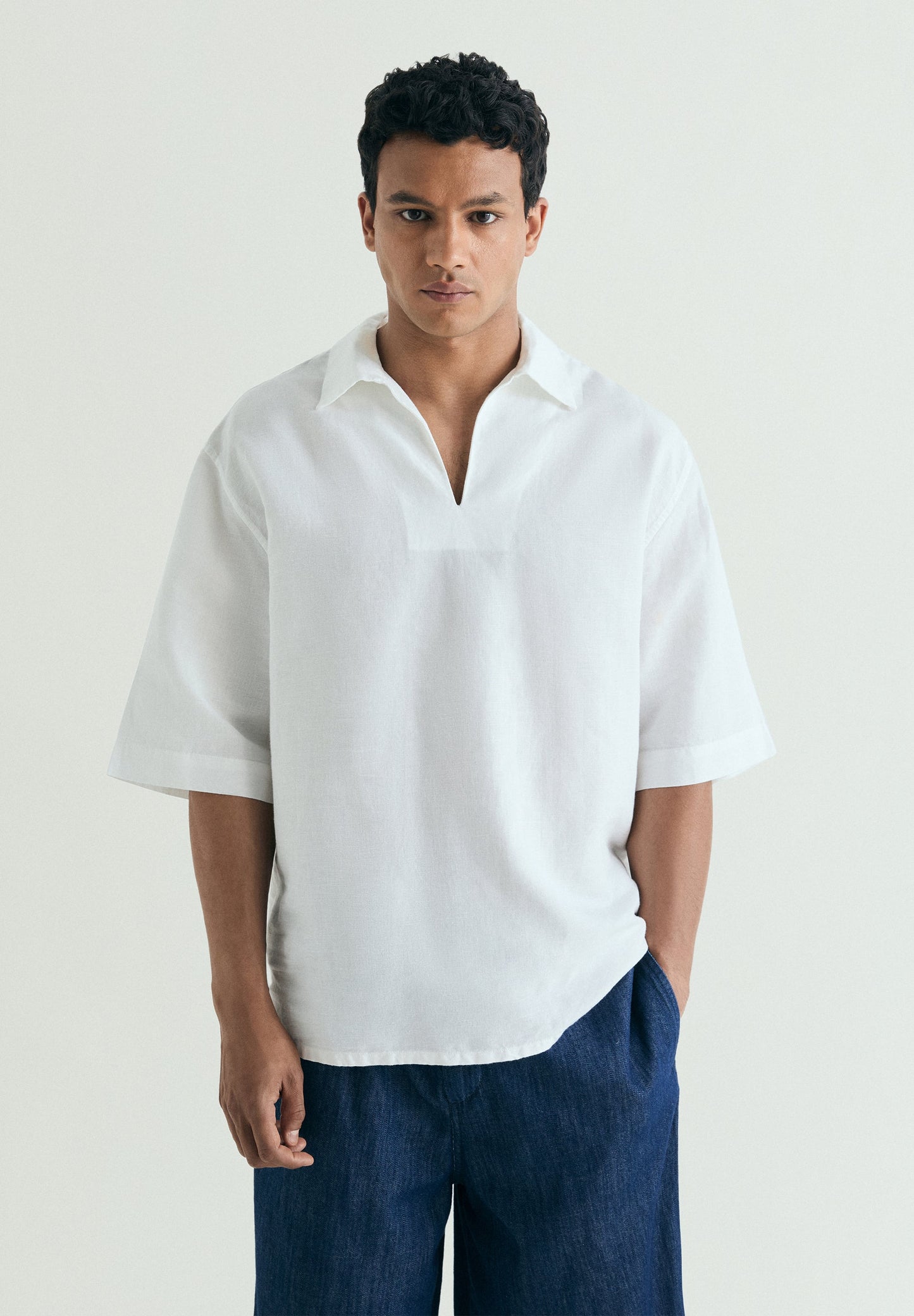 CAMISA POLO EM ALGODÃO E LINHO