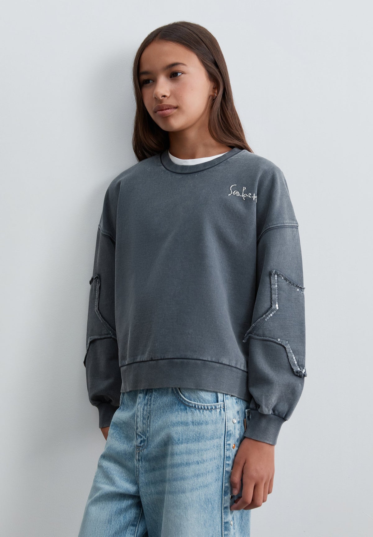 SWEATSHIRT COM PORMENOR NAS MANGAS