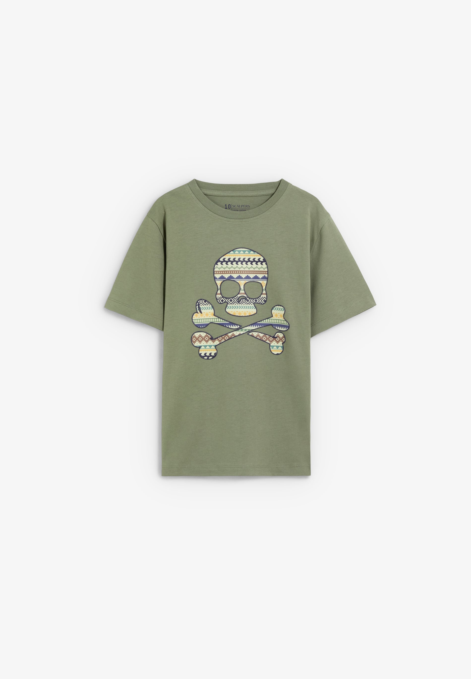 T-SHIRT SKULL COM ESTAMPADO ÉTNICO