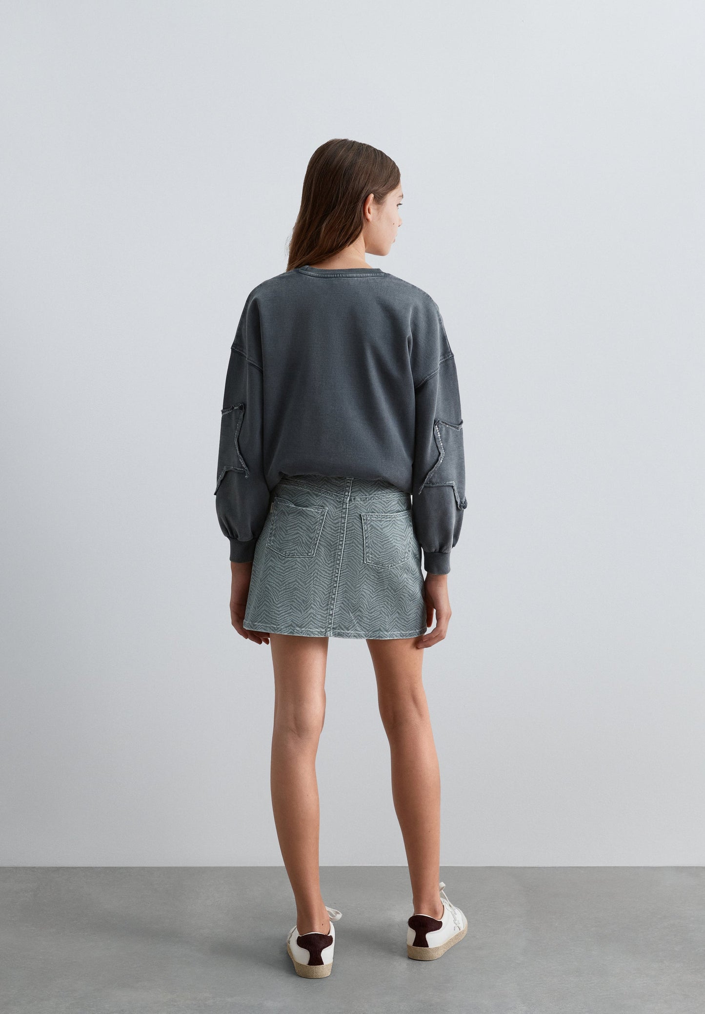 SAIA CURTA DENIM COM PADRÃO