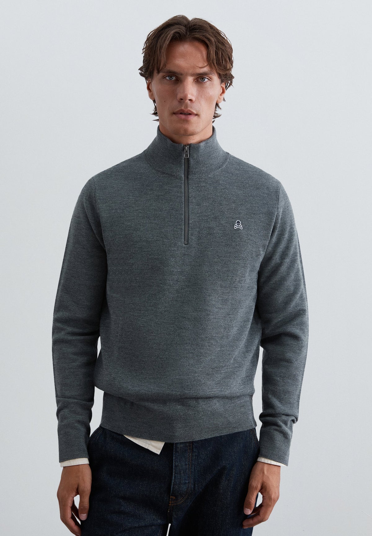 SWEATER MEIO ZIP COM SKULL