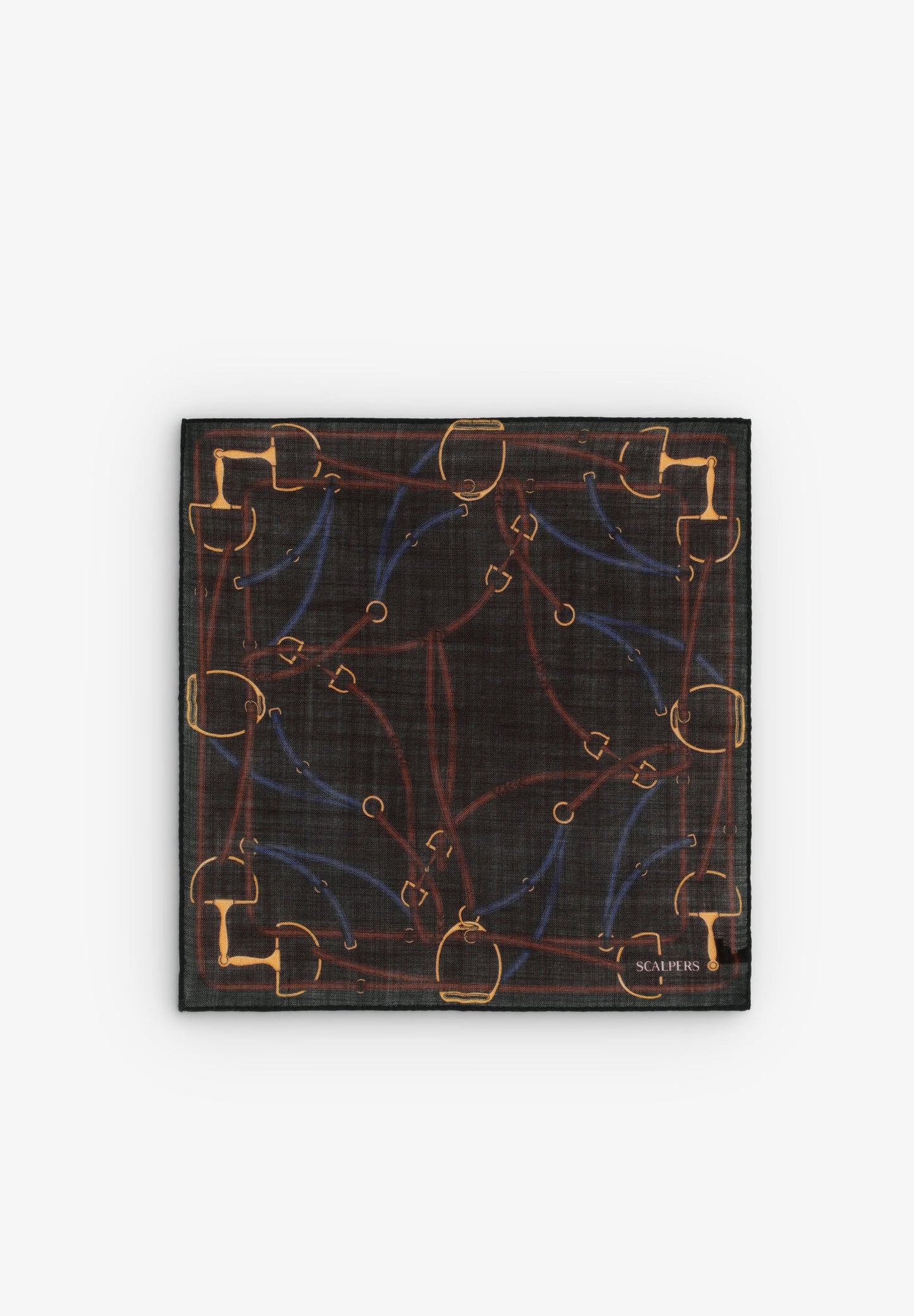 LENÇO DE LÃ COM ESTAMPADO EQUESTRE