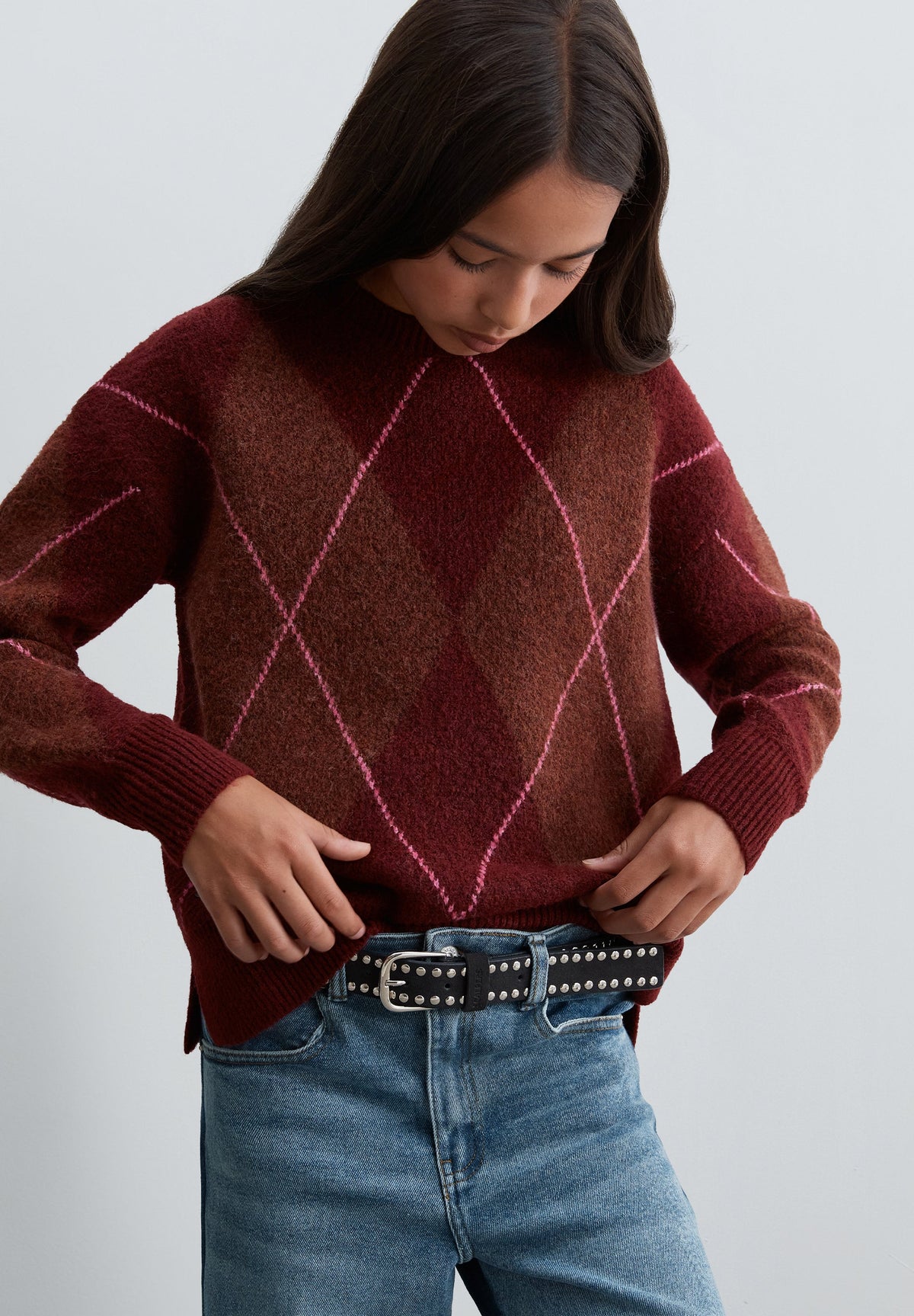 SWEATER DE MALHA TEXTURA DIAMANTE