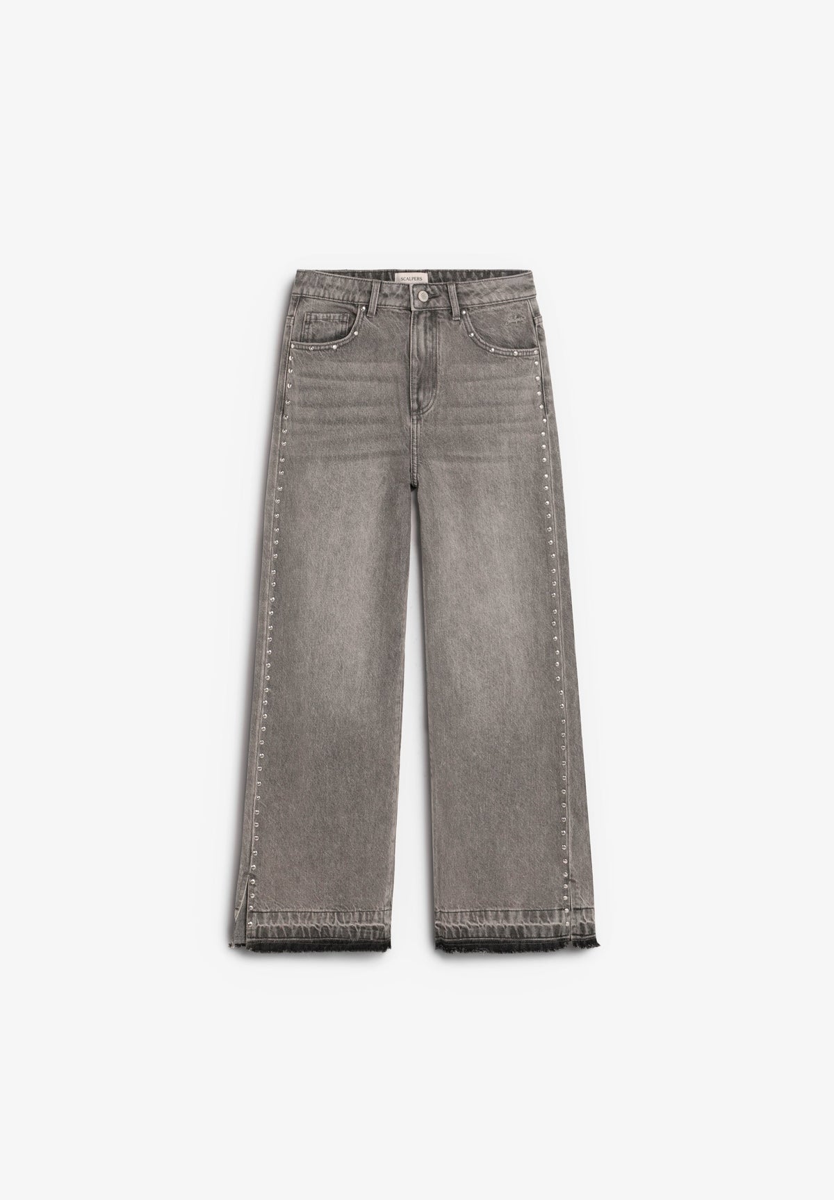 JEANS COM TACHAS E BAINHA DESFIADA