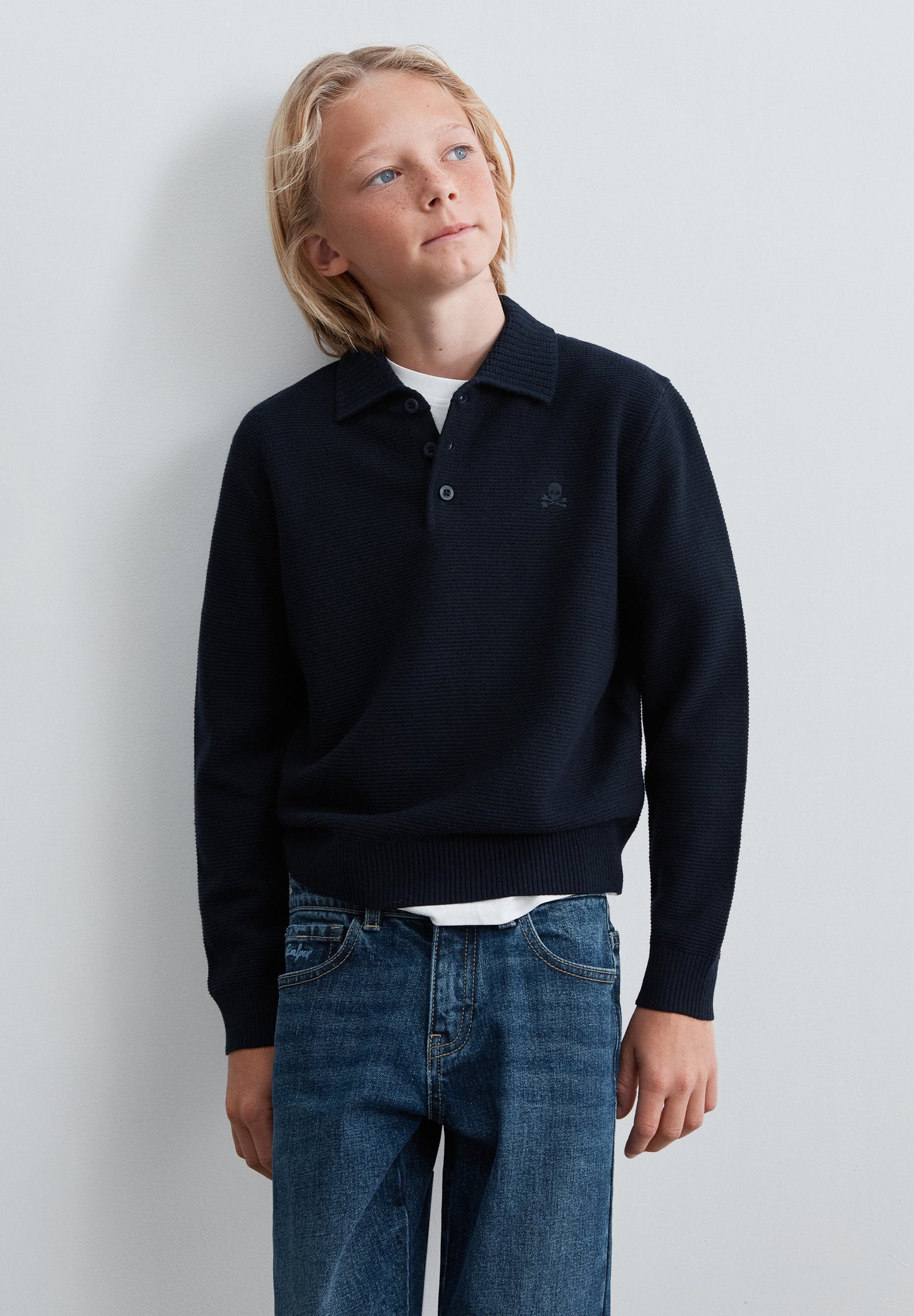 CAMISA POLO DE MALHA BORDADA NO TONO