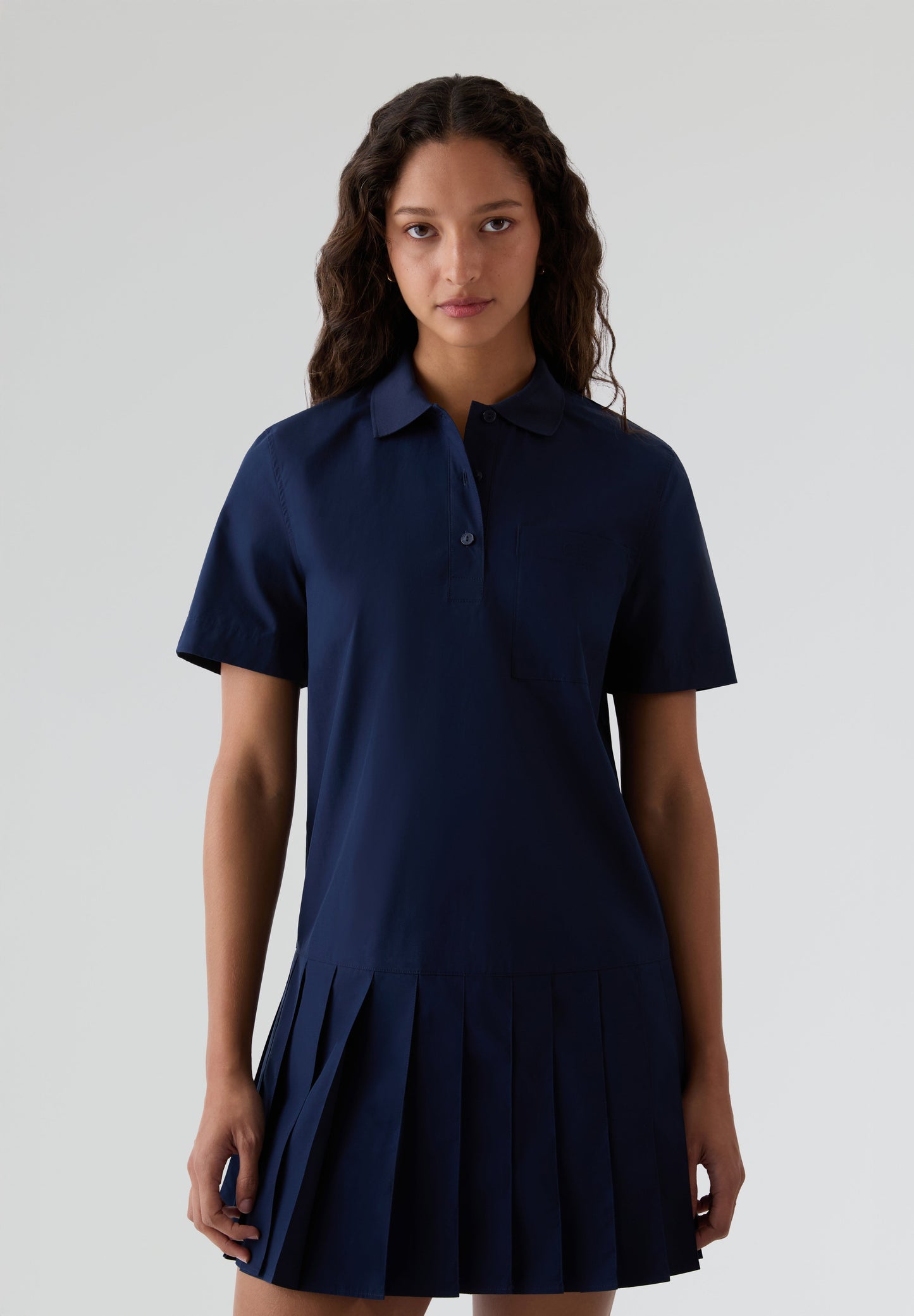 LACOSTE | VESTIDO CAMISA POLO SAIA ÀS PREGAS DE MULHER