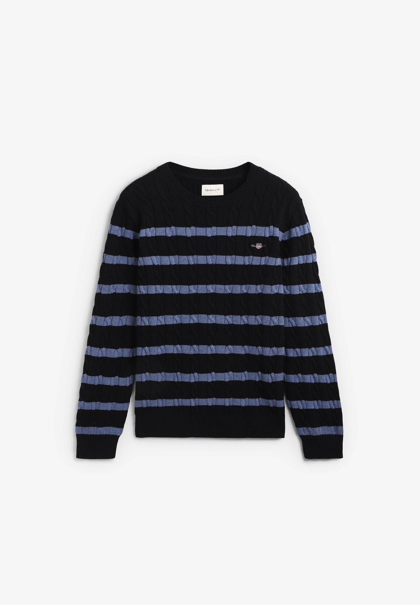 GANT | STRIPED COTTON CABLE C-NECK
