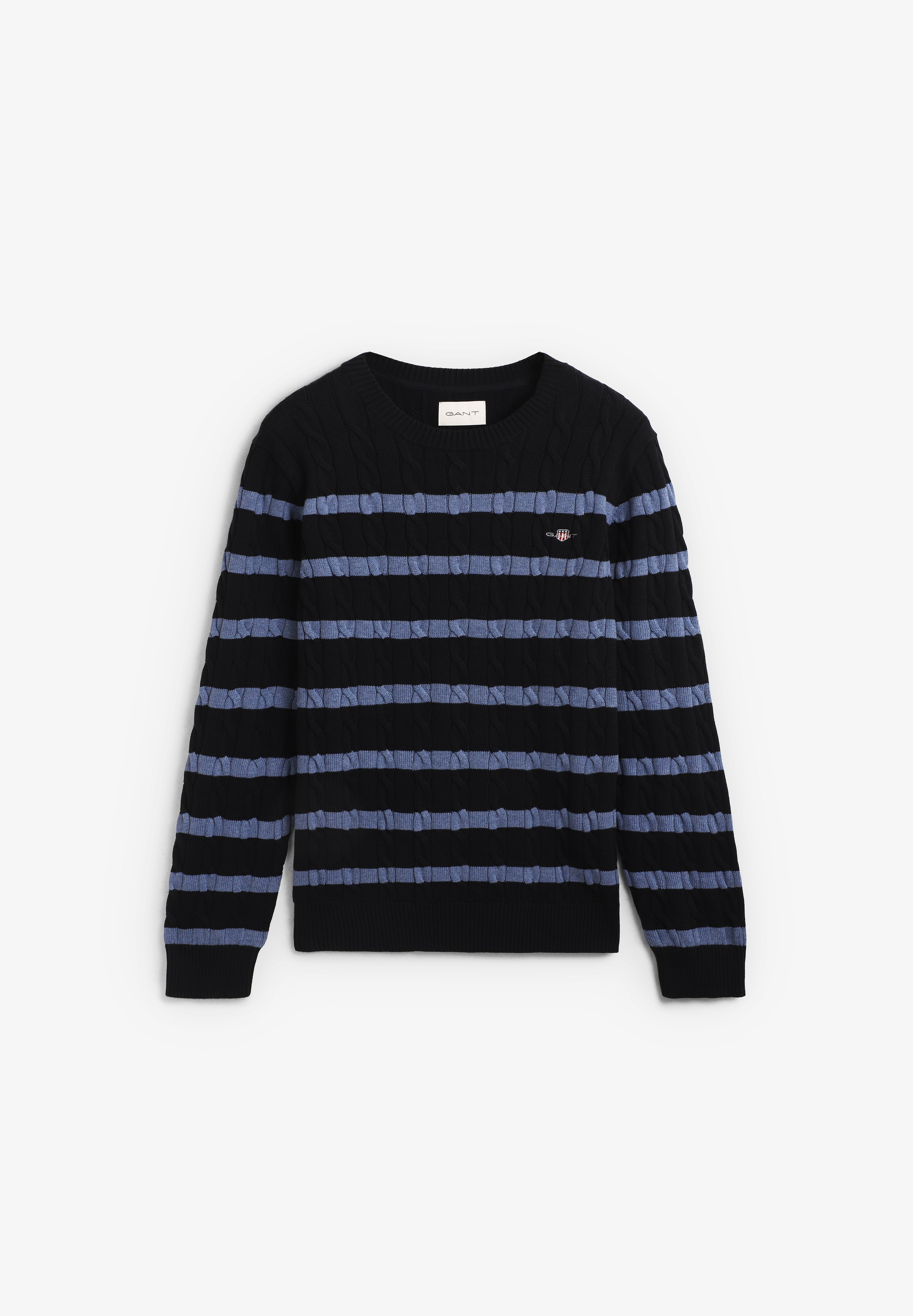 GANT | STRIPED COTTON CABLE C-NECK