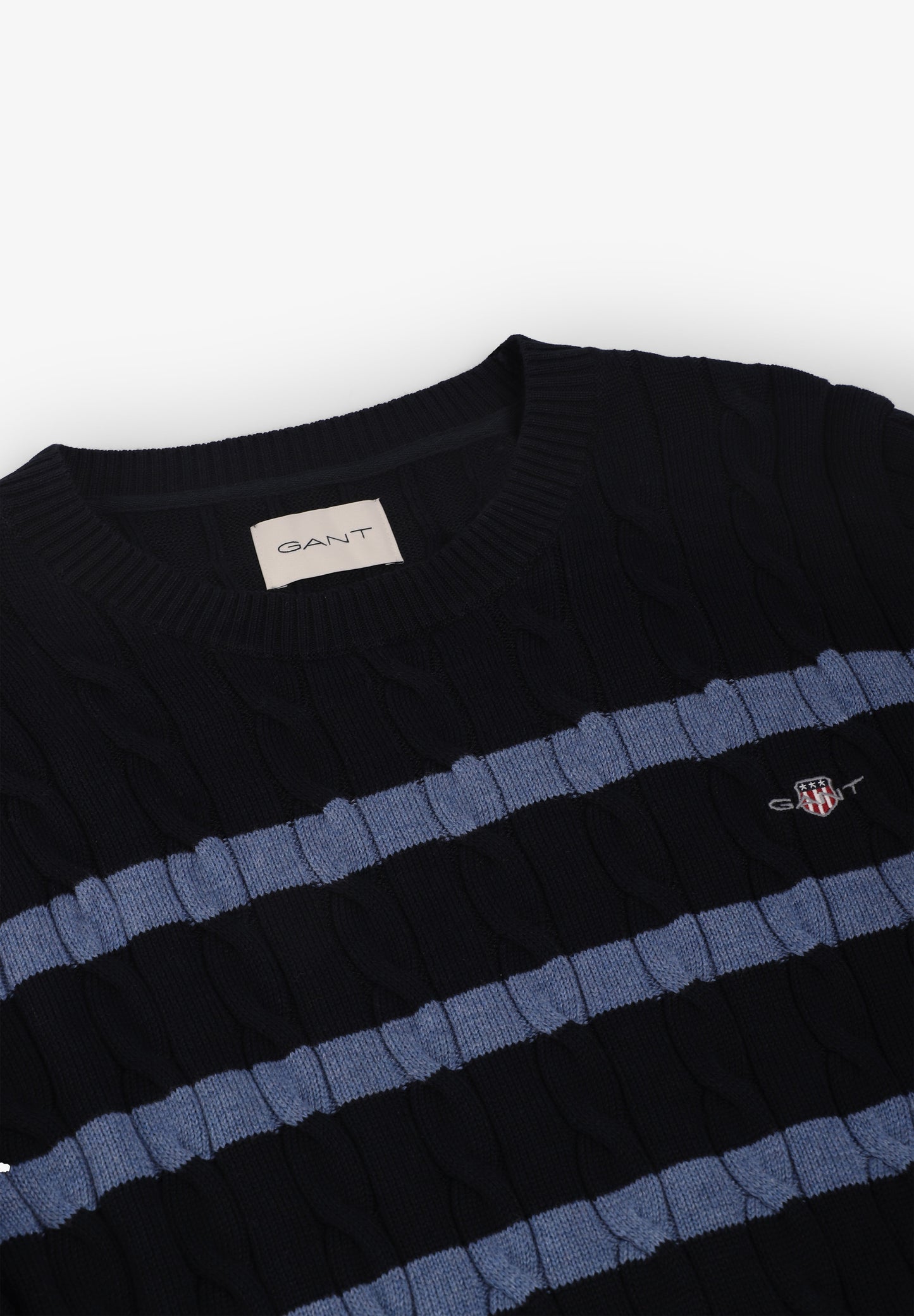 GANT | STRIPED COTTON CABLE C-NECK