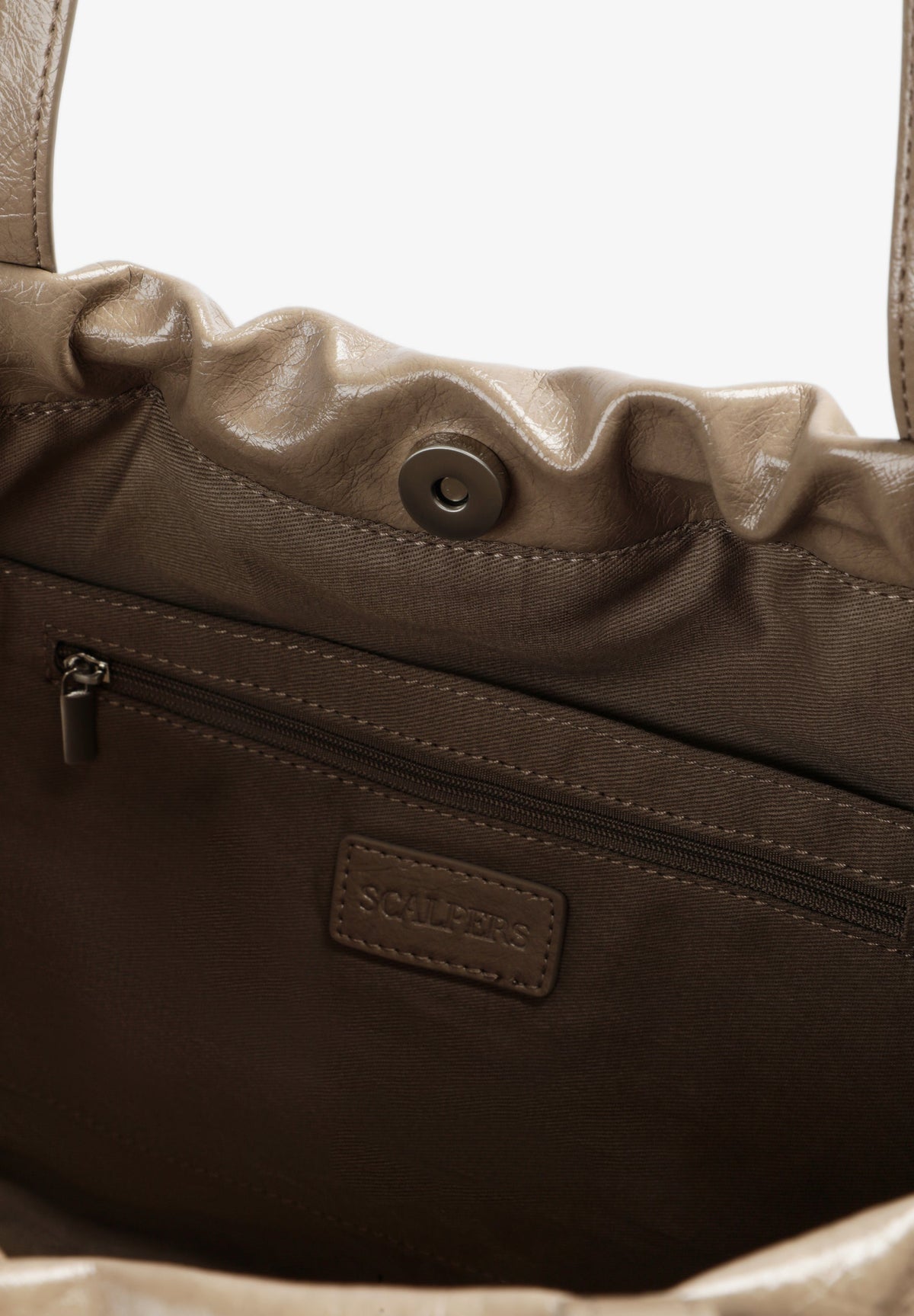 BOLSA MÉDIA EFEITO DE PELE COM FECHO FRANCIDO