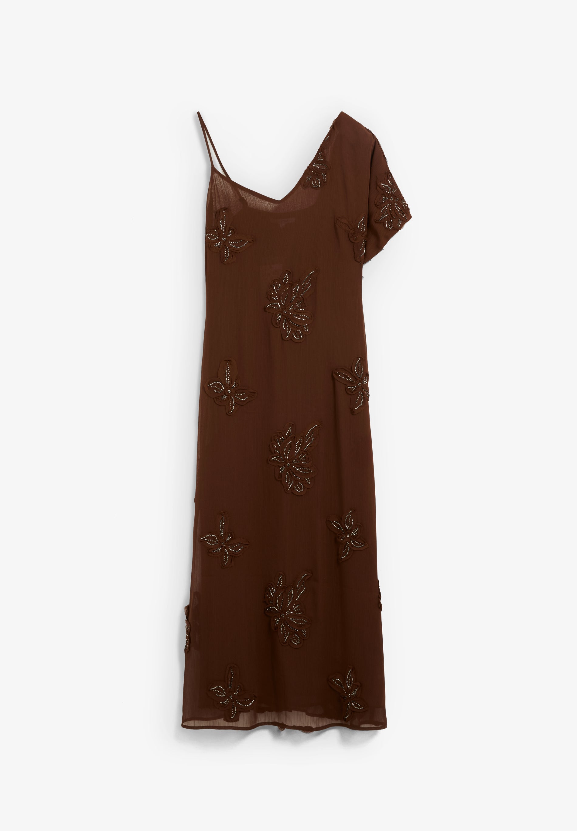 VESTIDO ASSIMÉTRICO BORDADO COM MISSANGAS