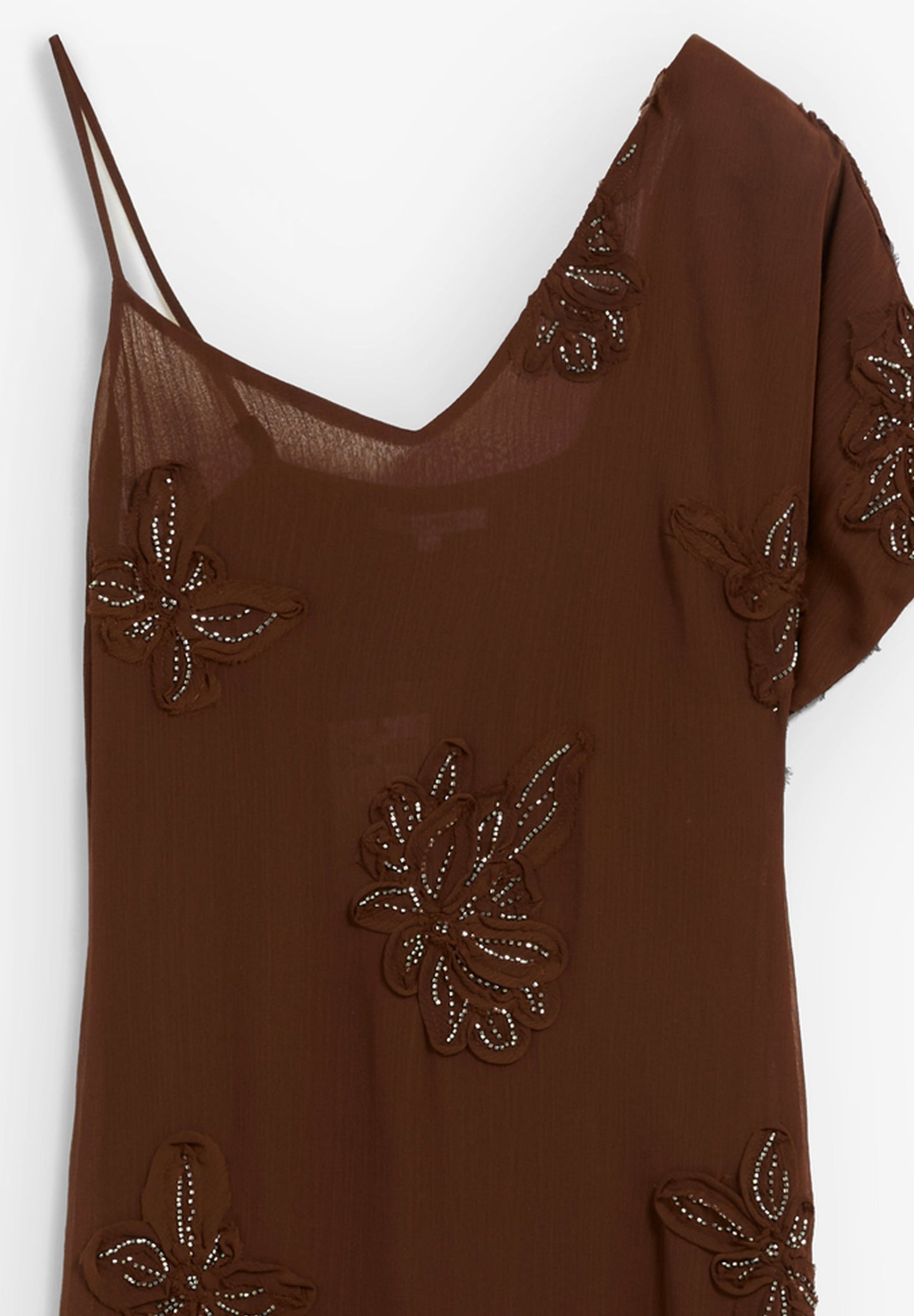 VESTIDO ASSIMÉTRICO BORDADO COM MISSANGAS
