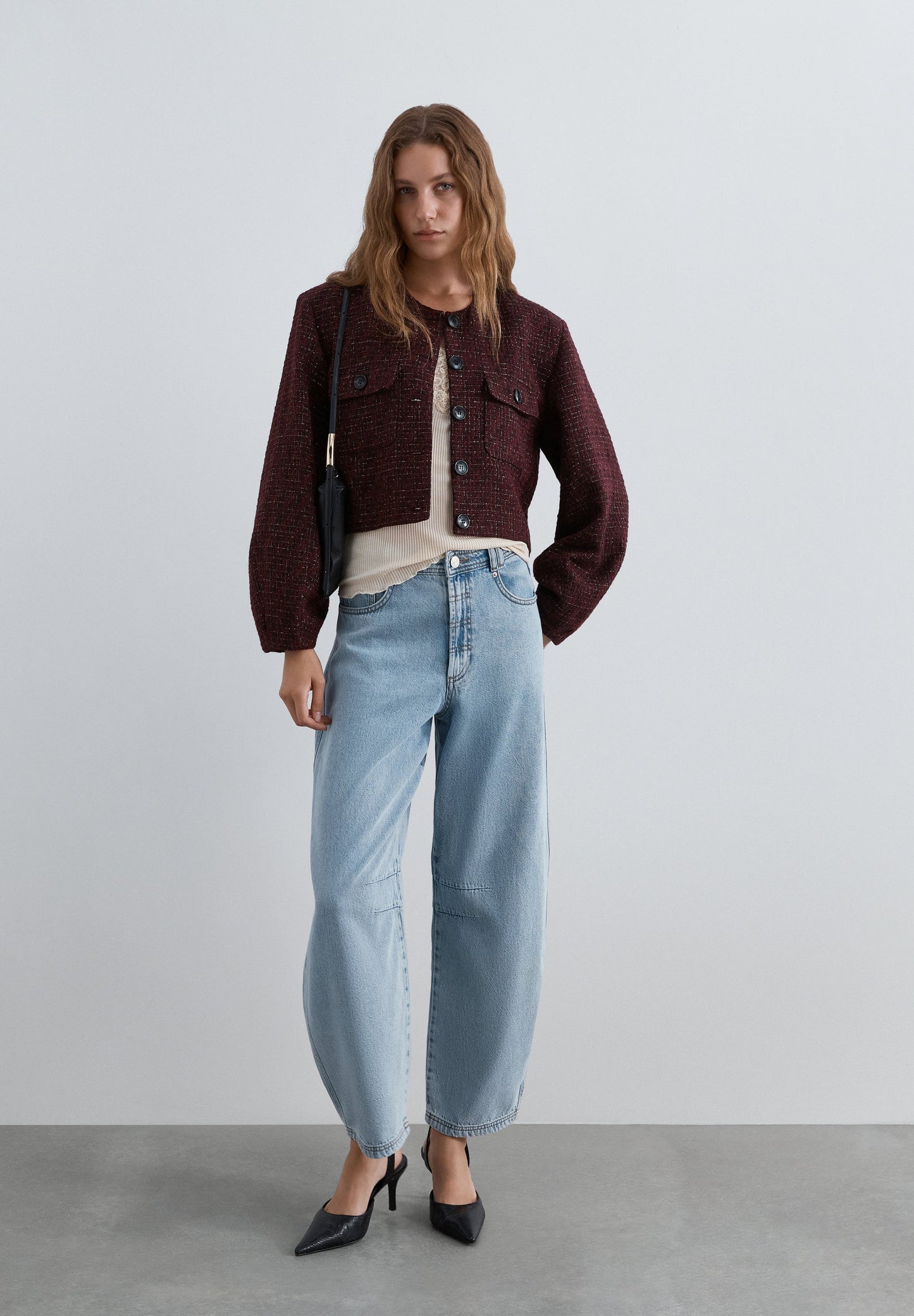 CASACO TWEED COM FIO METALIZADO