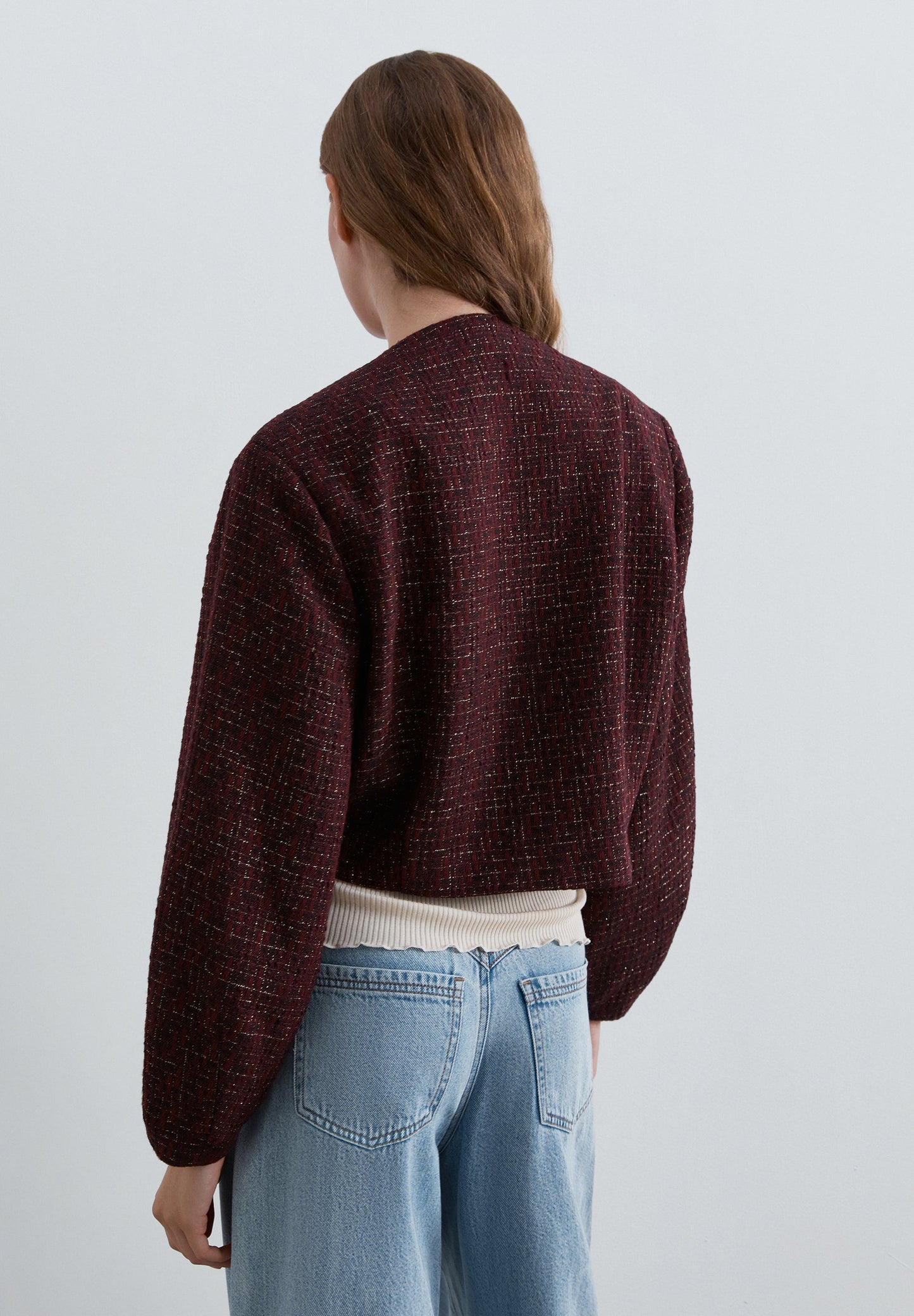 CASACO TWEED COM FIO METALIZADO