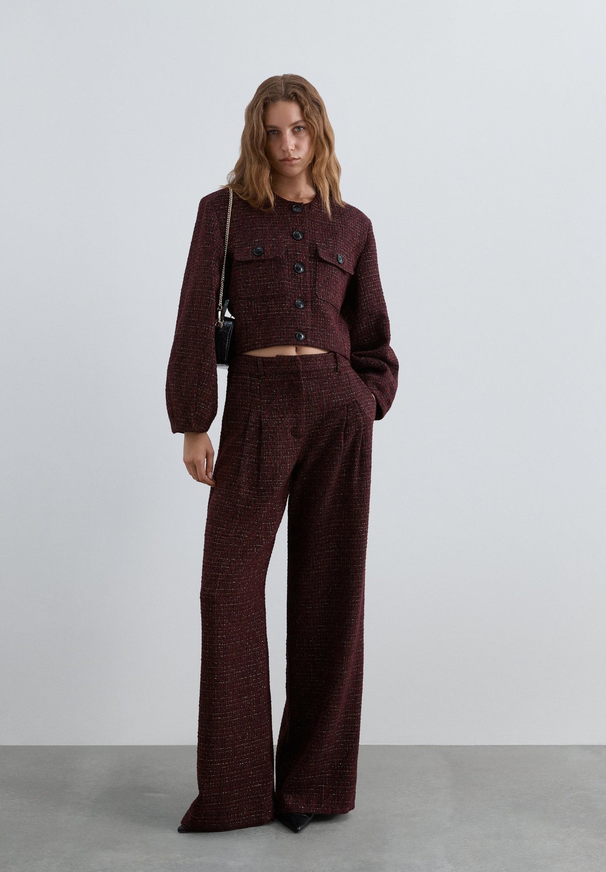 CALÇAS TWEED WIDE LEG