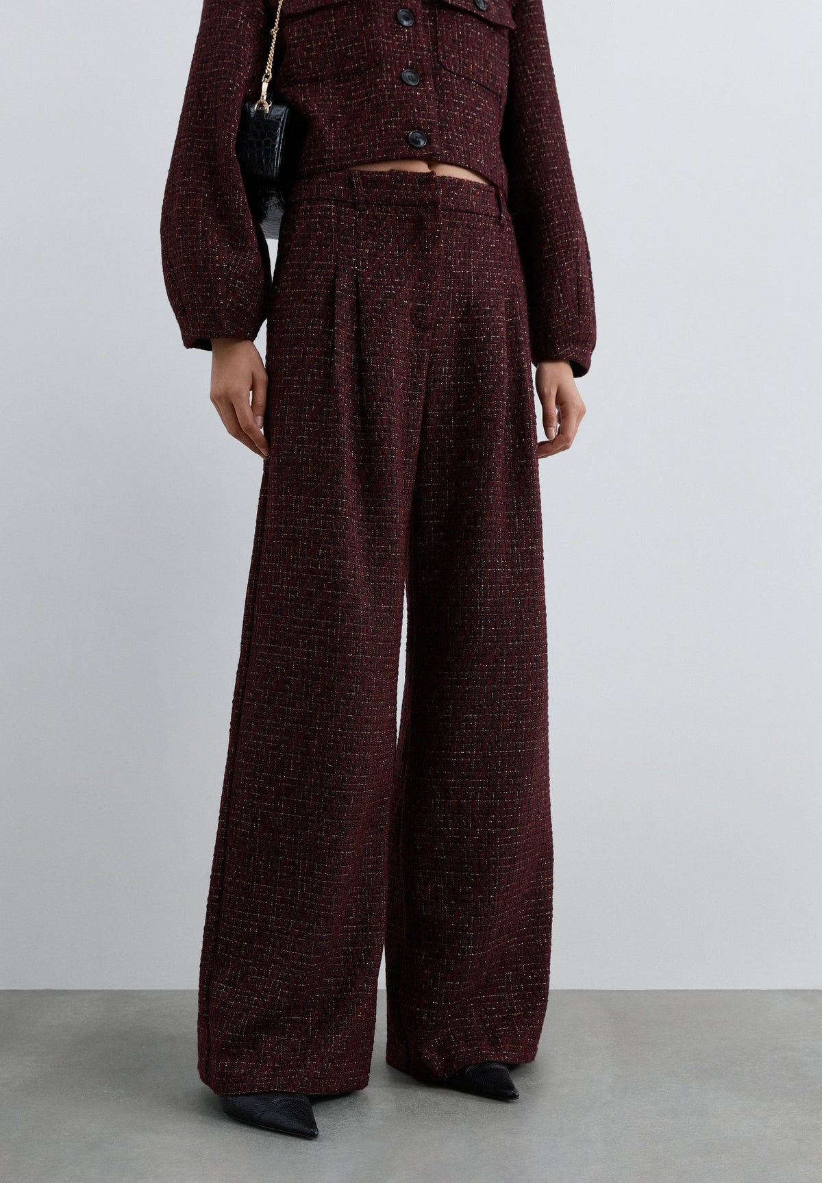 CALÇAS TWEED WIDE LEG