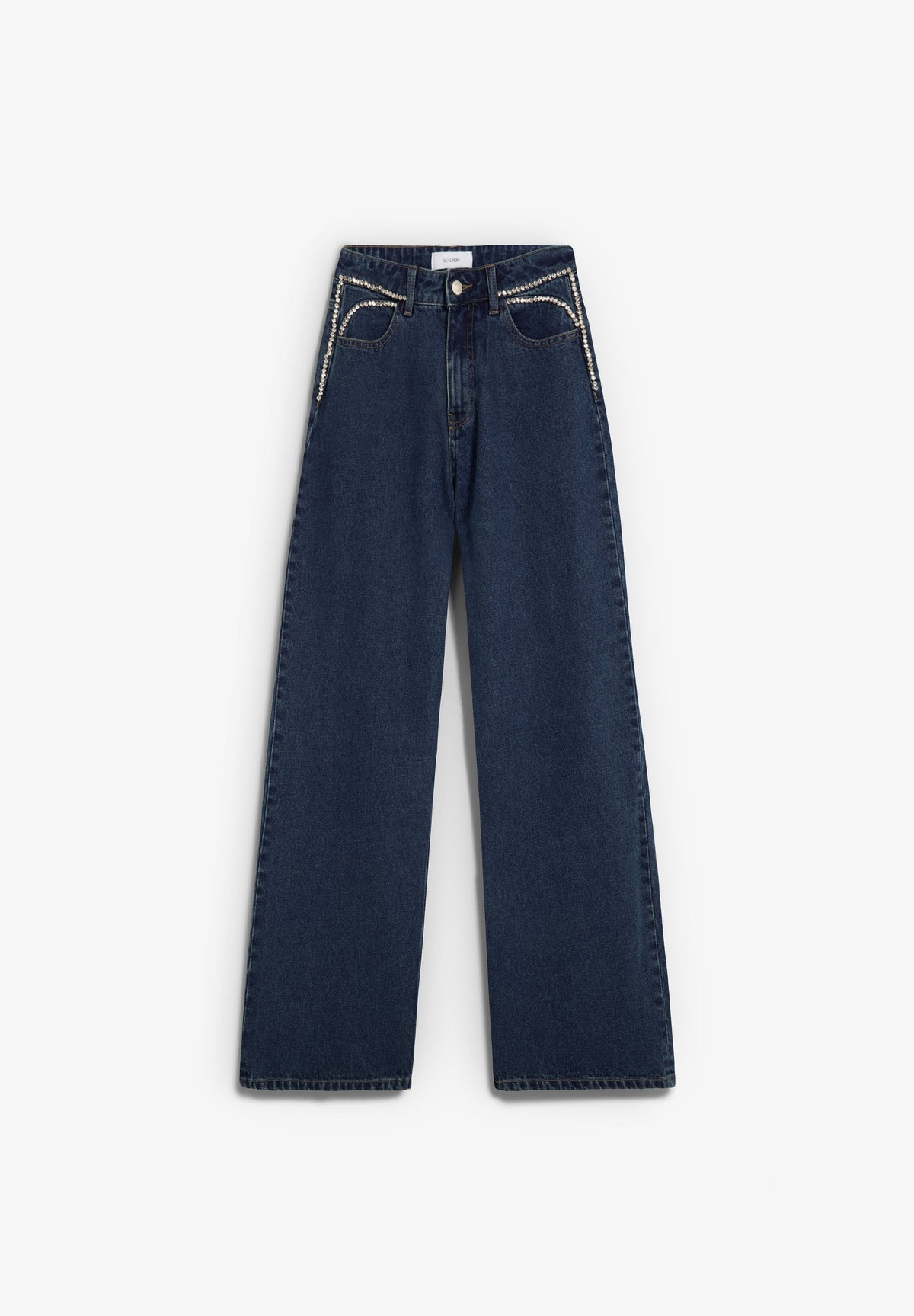 JEANS WIDE LEG COM PEDRARIA