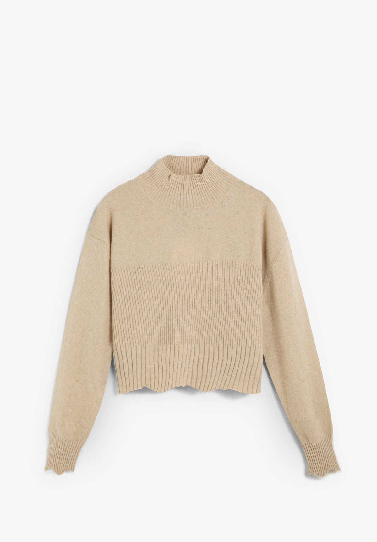 SWEATER CANELADA DE GOLA ALTA