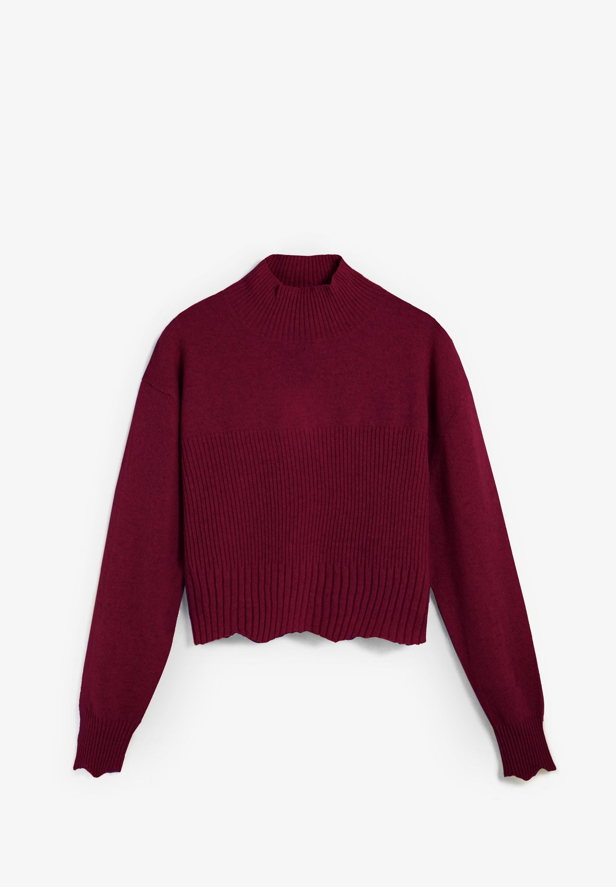 SWEATER CANELADA DE GOLA ALTA