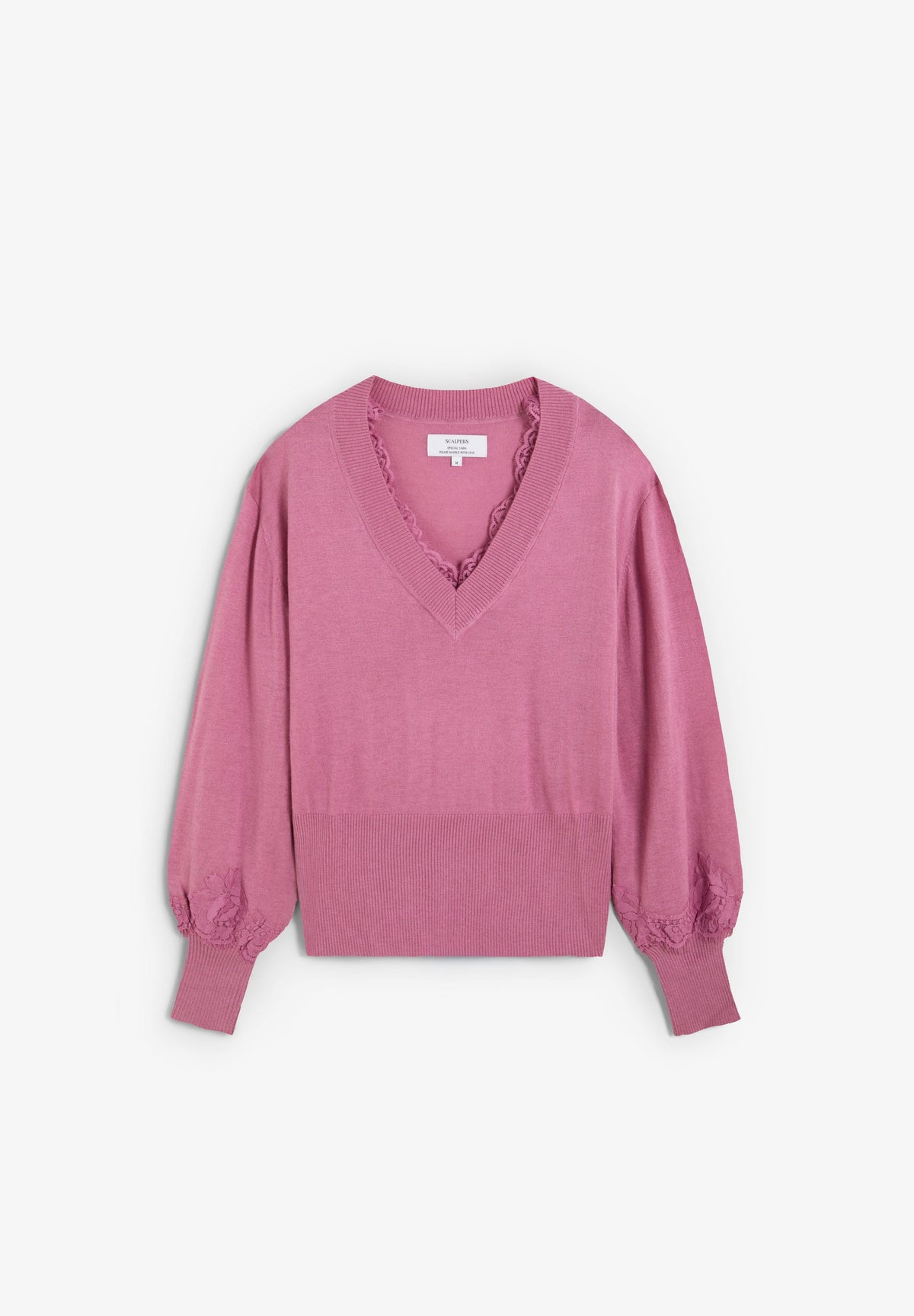 SWEATER EM V COM PORMENOR DE RENDA