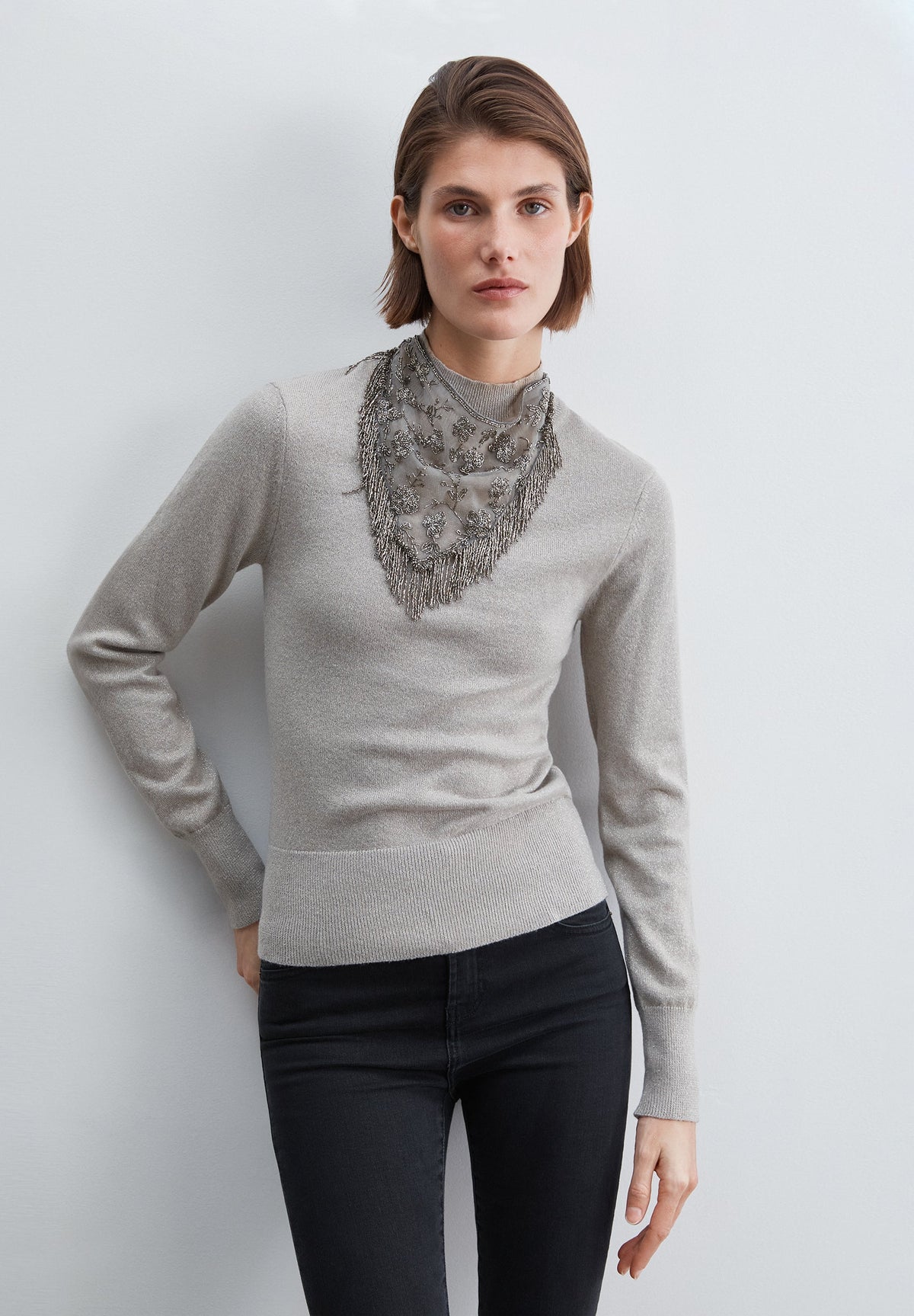 SWEATER FIO METALIZADO DE GOLA ALTA