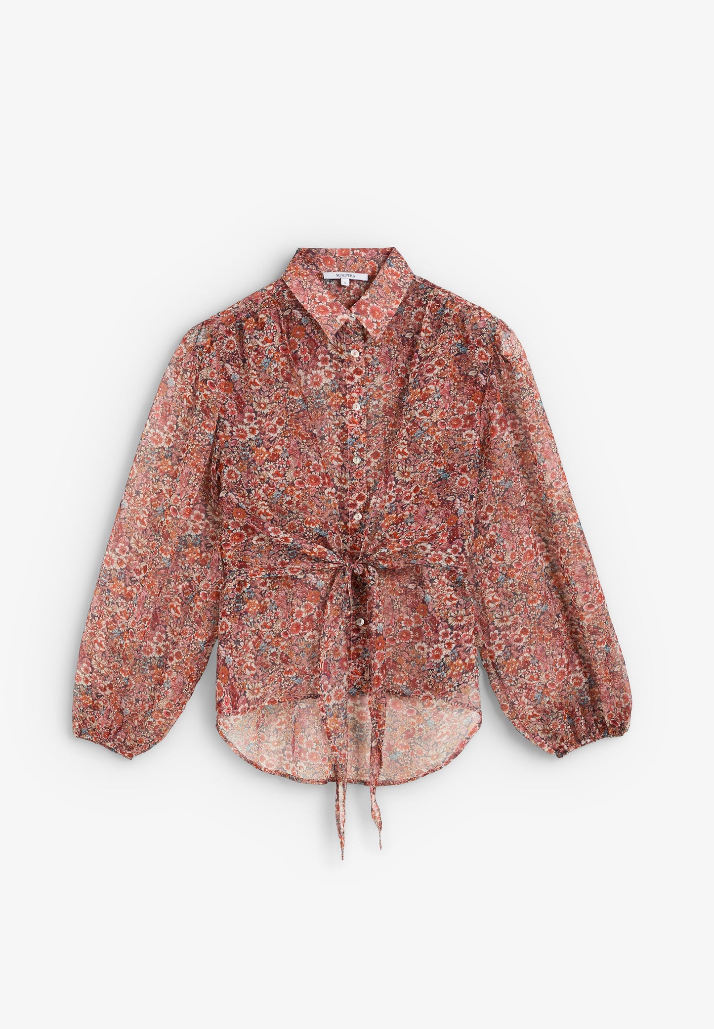 CAMISA COM PADRÃO FLORAL COM LAÇO