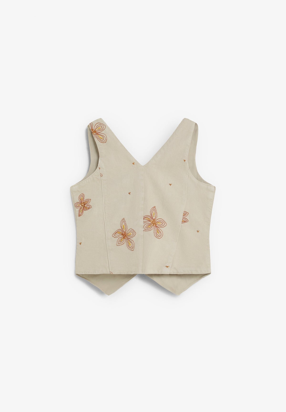 COLETE DENIM COM BORDADOS FLORAIS