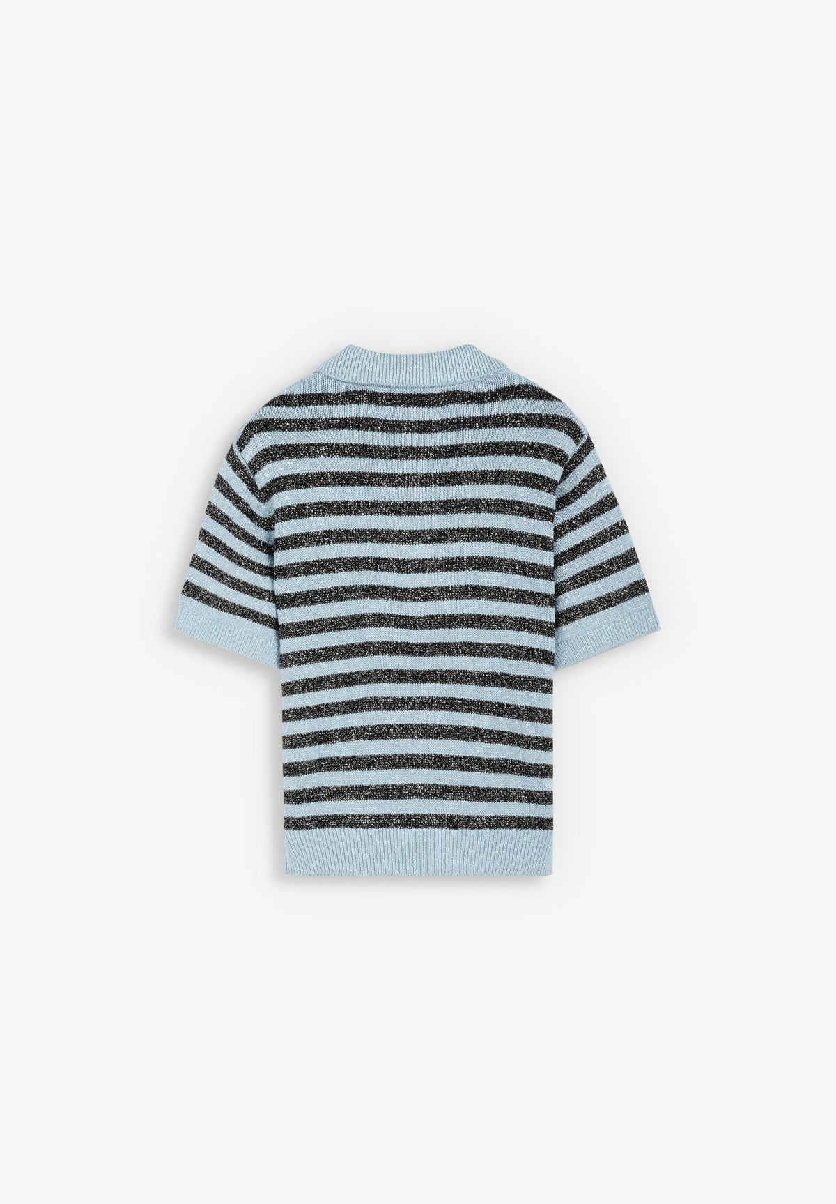 CAMISA POLO ÀS RISCAS EM FIO METALIZADO