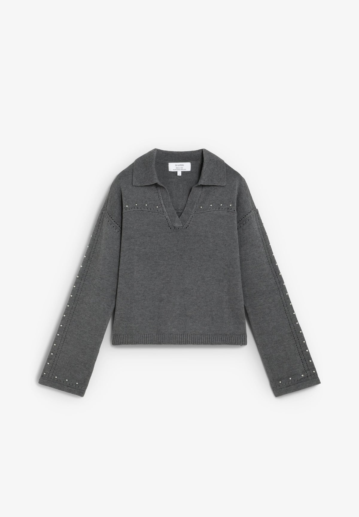 SWEATER COM PÉROLAS E COLARINHO DE POLO