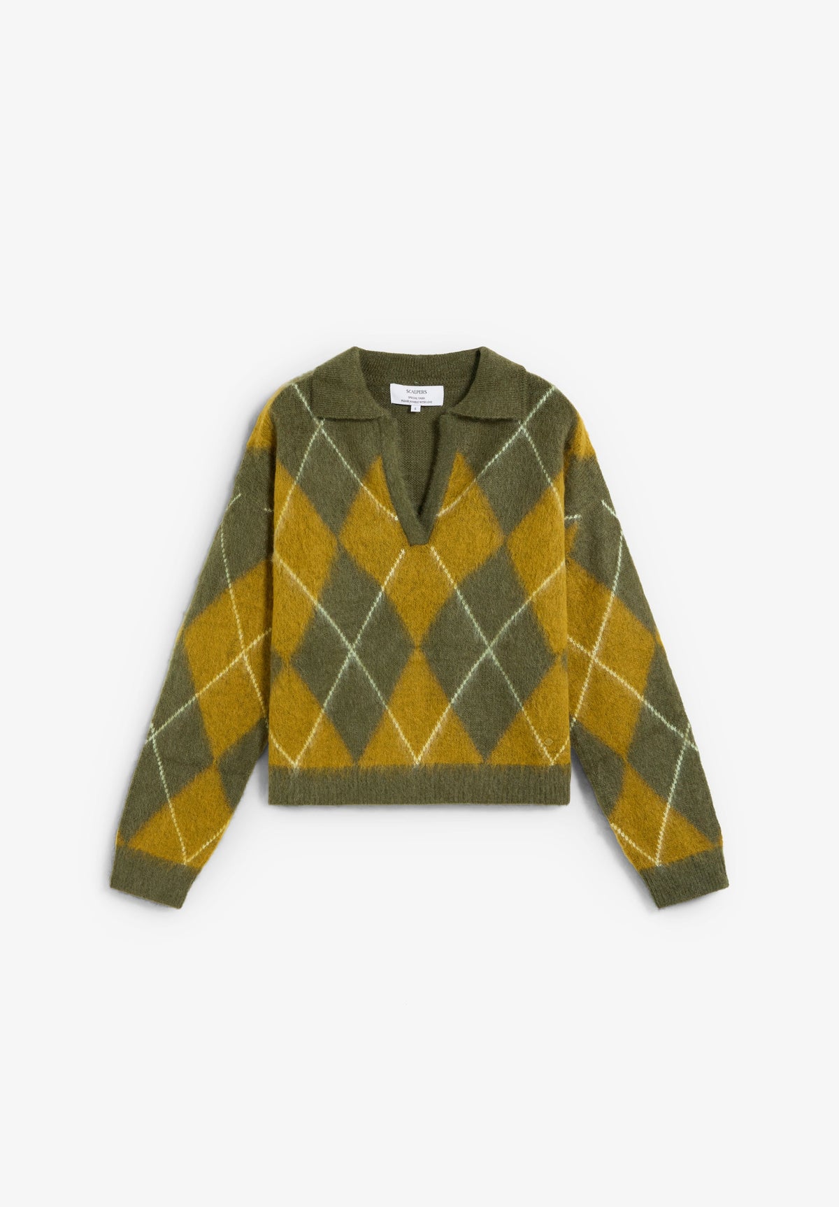 SWEATER COM TEXTURA DIAMANTE E COLARINHO DE POLO