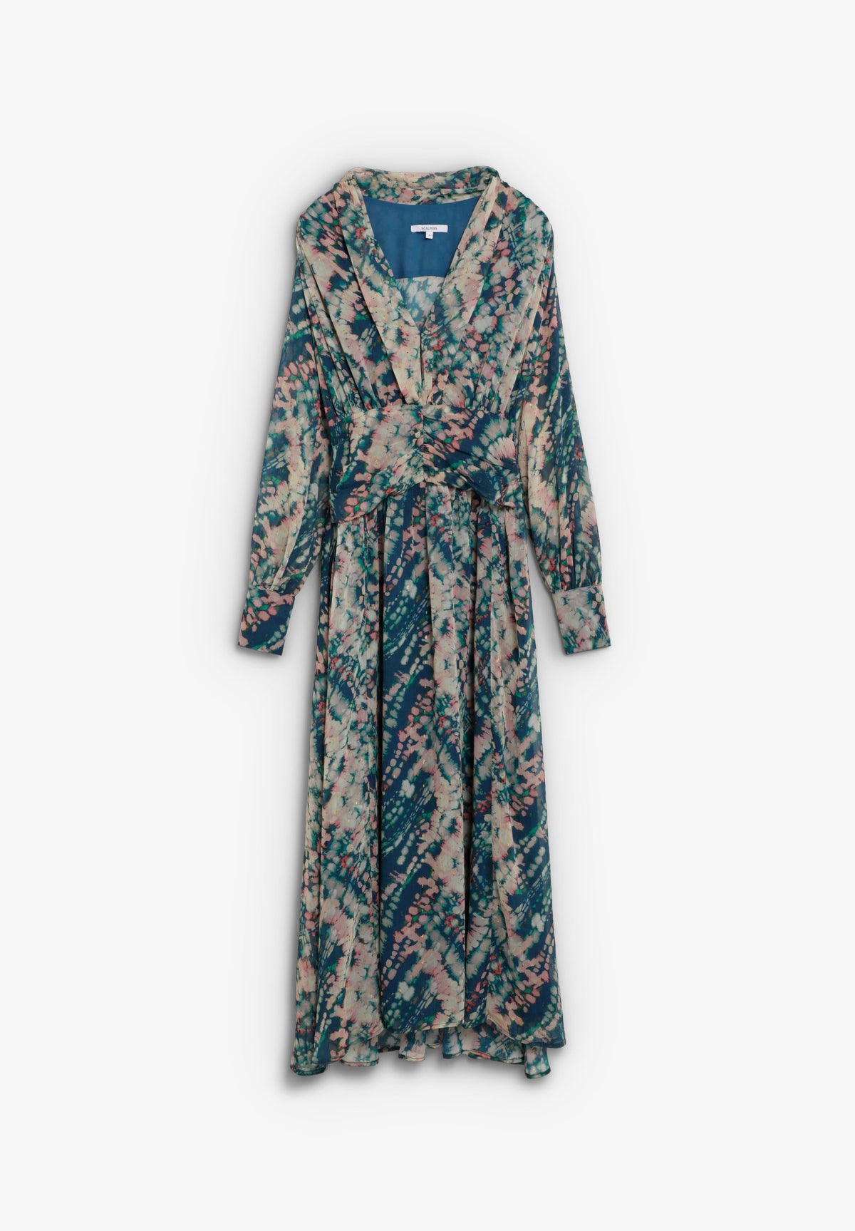 VESTIDO ESTAMPADO COM CINTURA DRAPEADA
