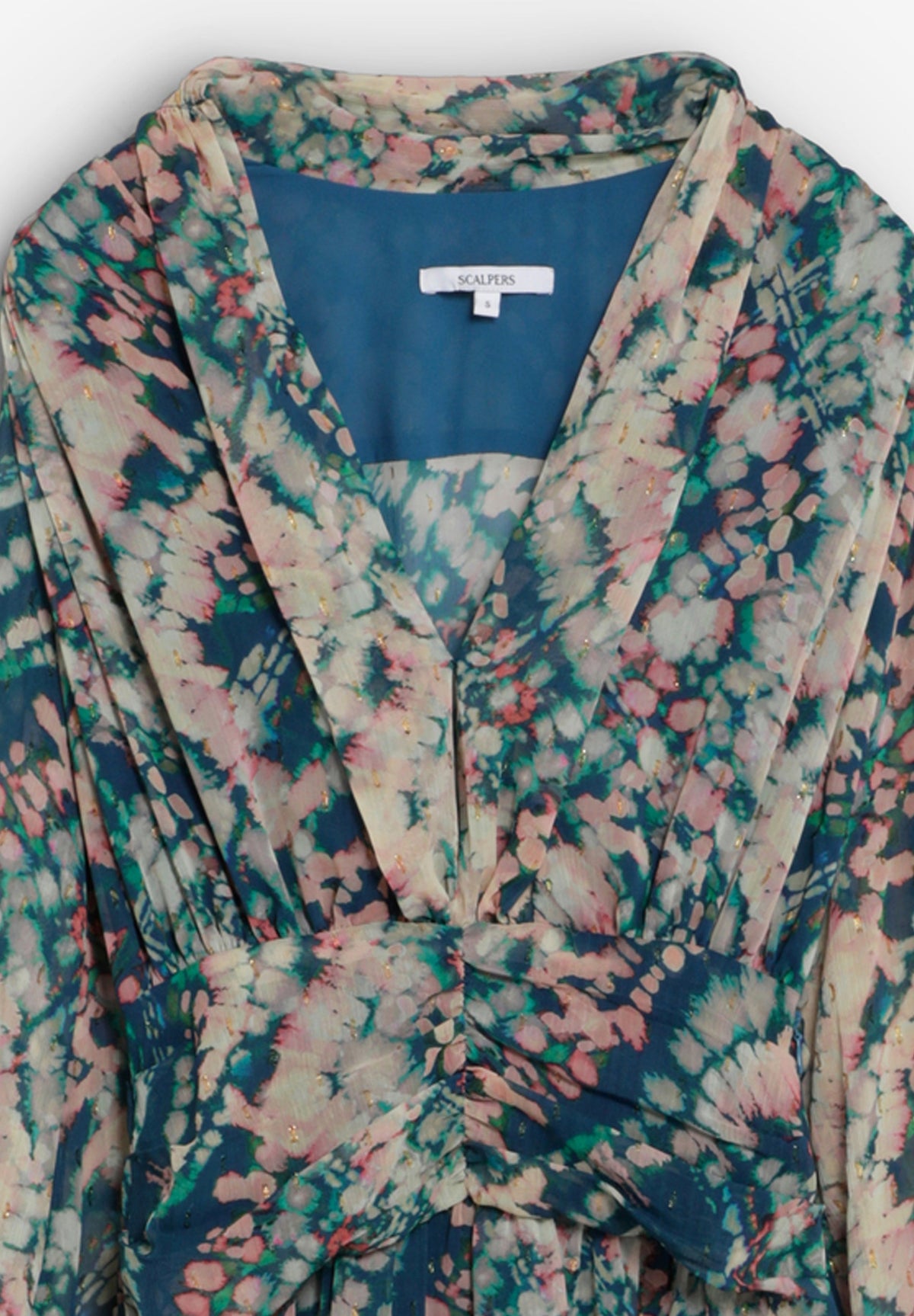 VESTIDO ESTAMPADO COM CINTURA DRAPEADA