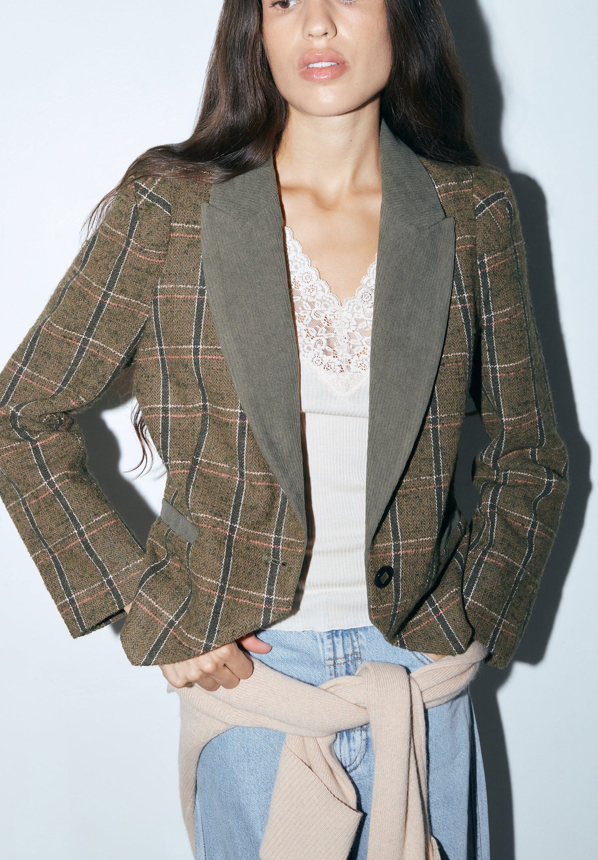 BLAZER XADREZ COM PORMENOR DE LAPELA