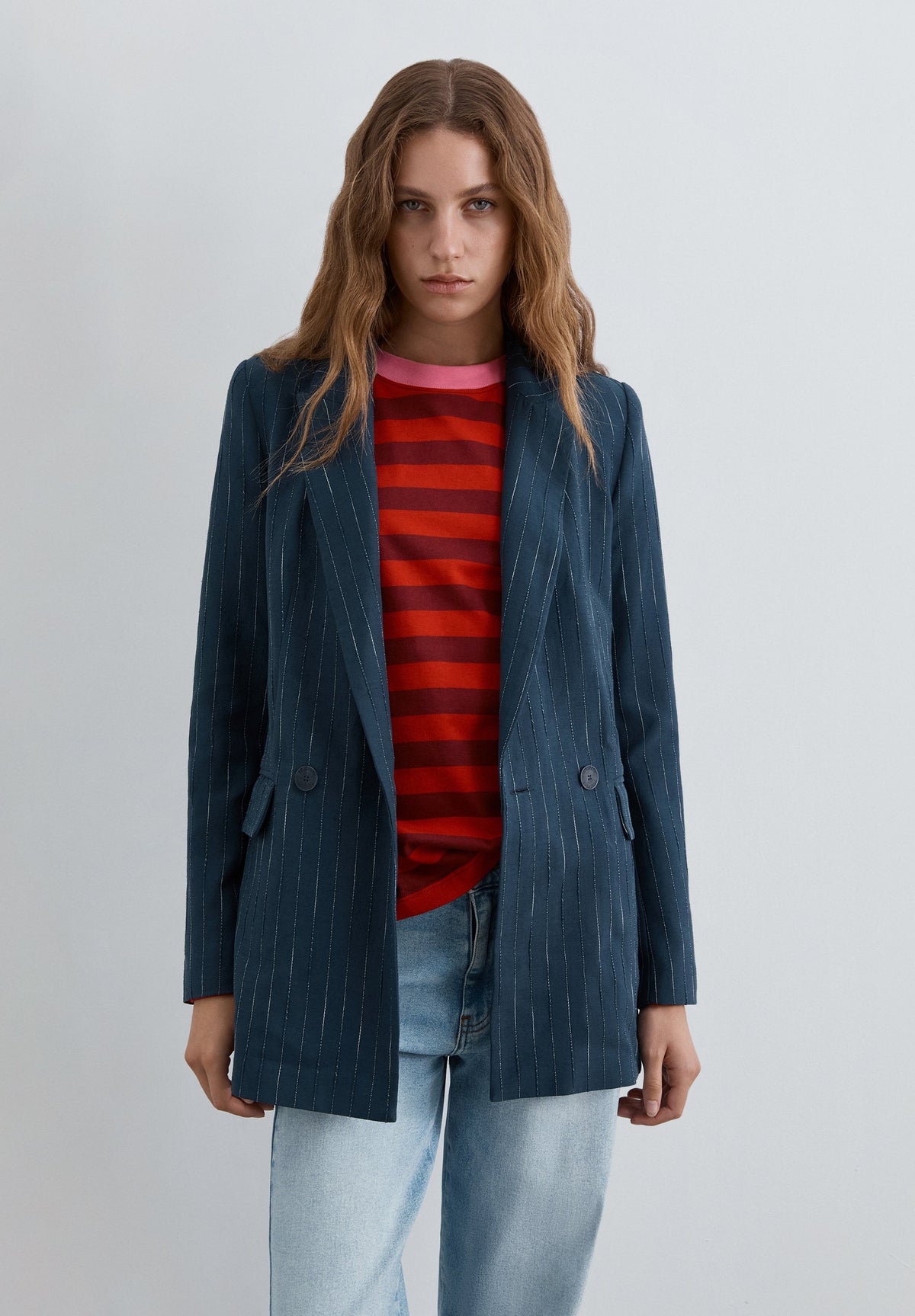 BLAZER ÀS RISCAS COM FIO METALIZADO