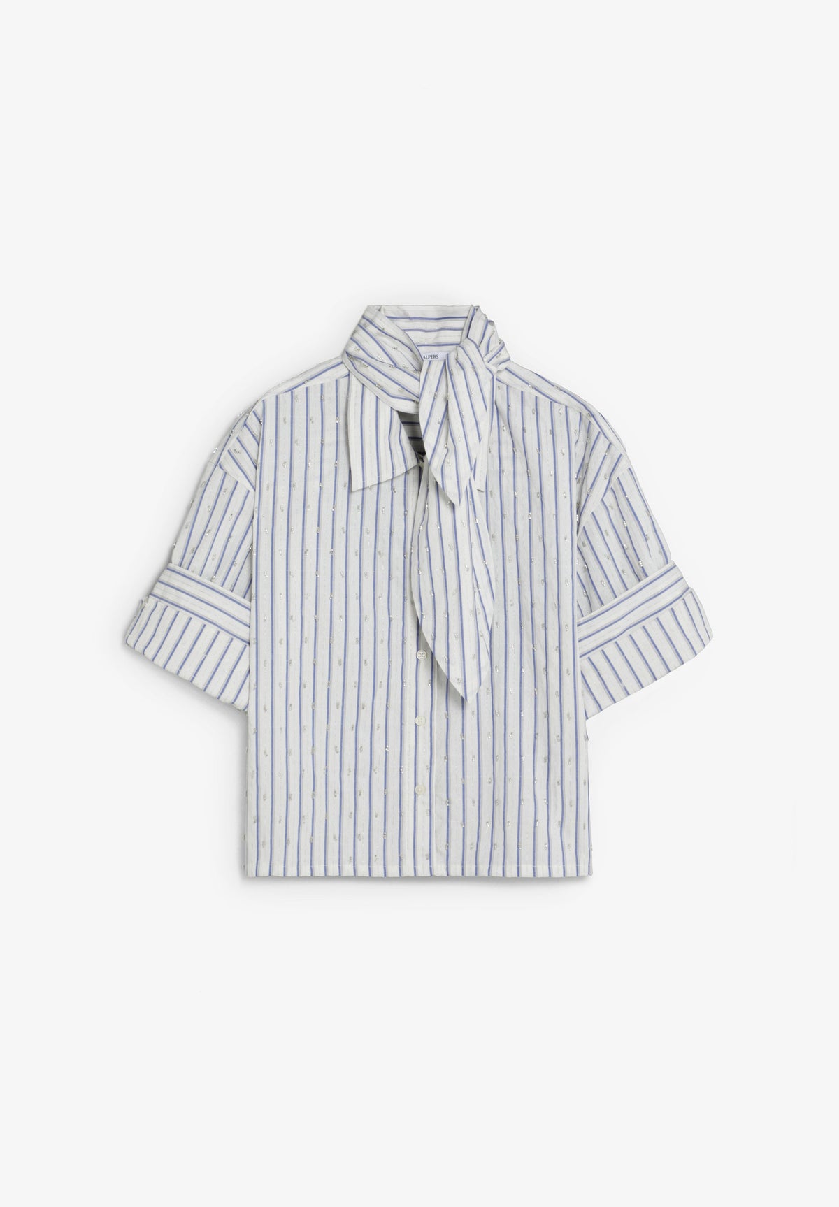 CAMISA ÀS RISCAS DE COLARINHO COM LAÇO