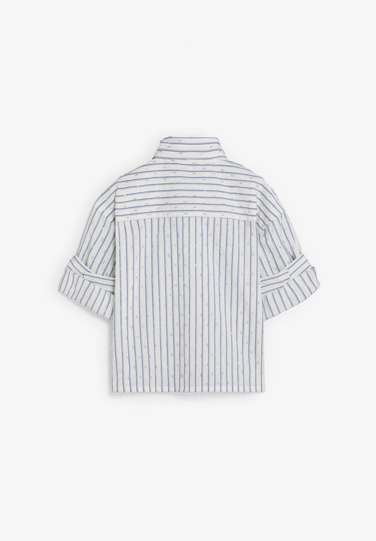 CAMISA ÀS RISCAS DE COLARINHO COM LAÇO