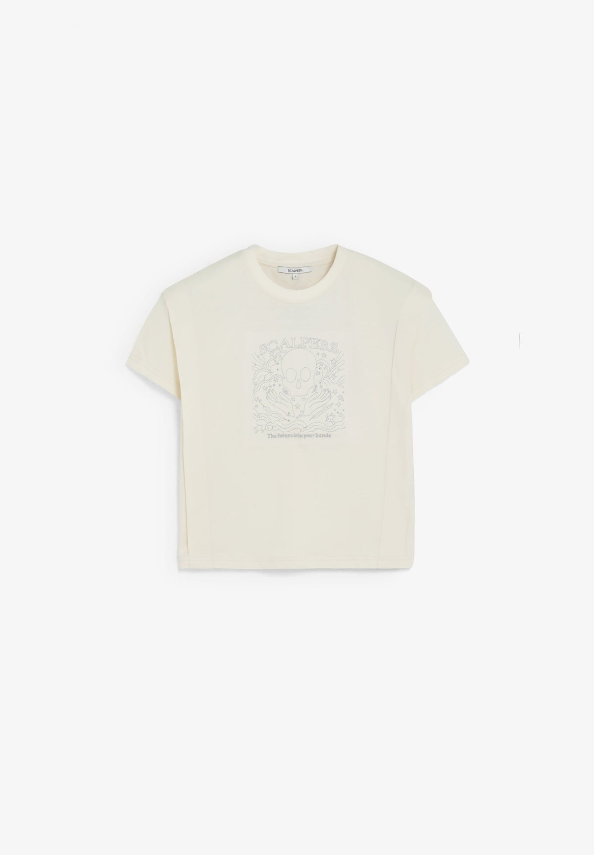 T-SHIRT COM SKULL EM FIO METALIZADO