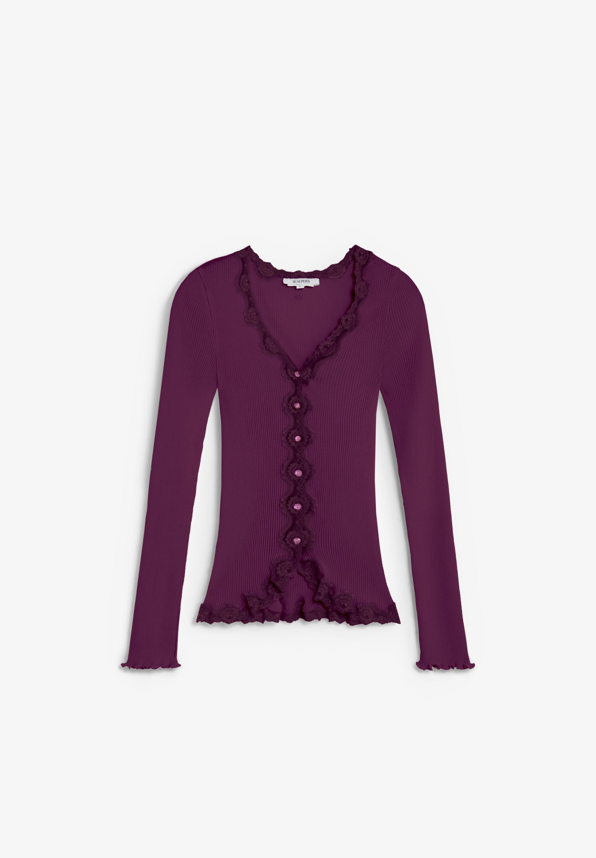 CARDIGAN CANELADO COM RENDA